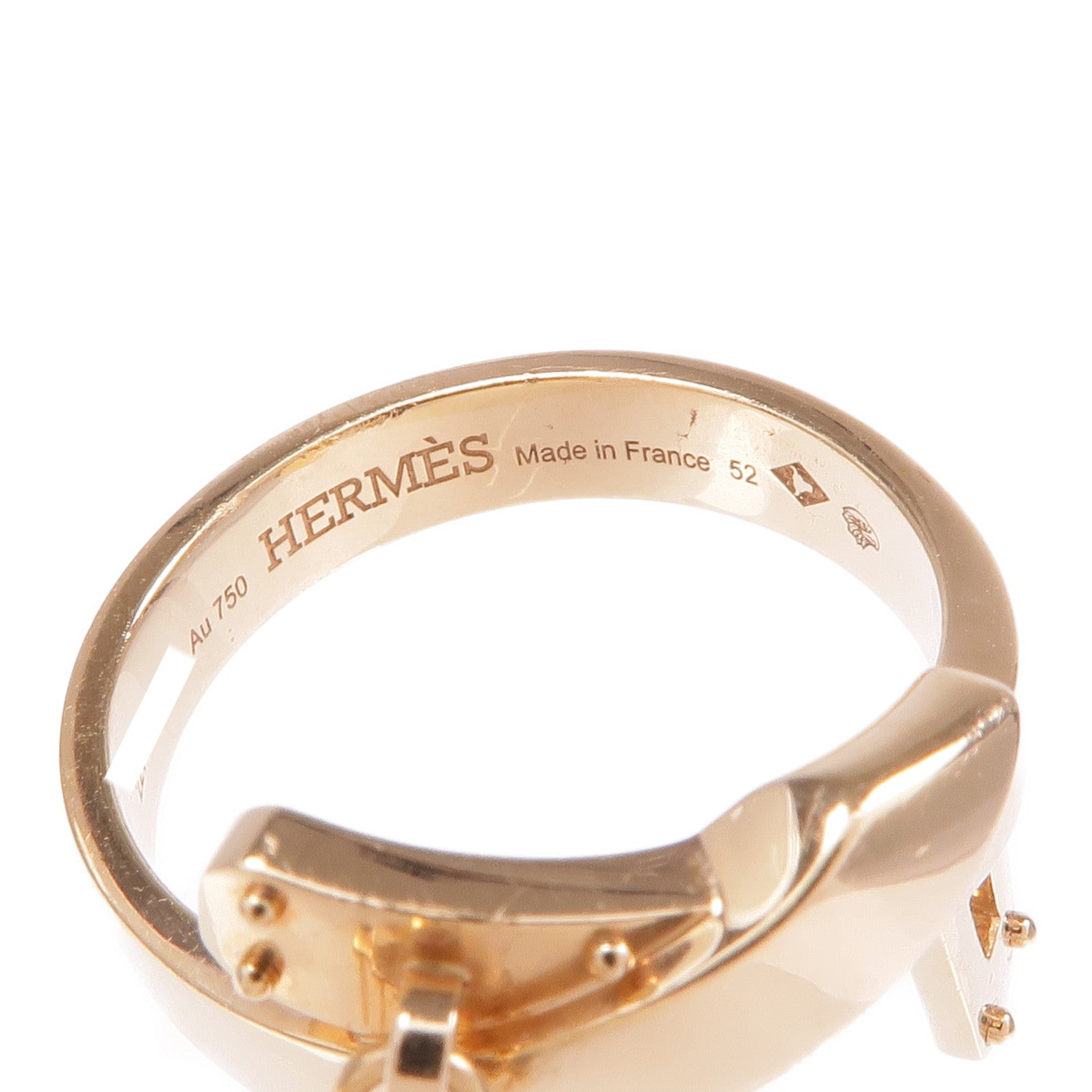 HERMES 18K玫瑰金Kelly Gavroche Ring戒指Hermes#52/US#6
