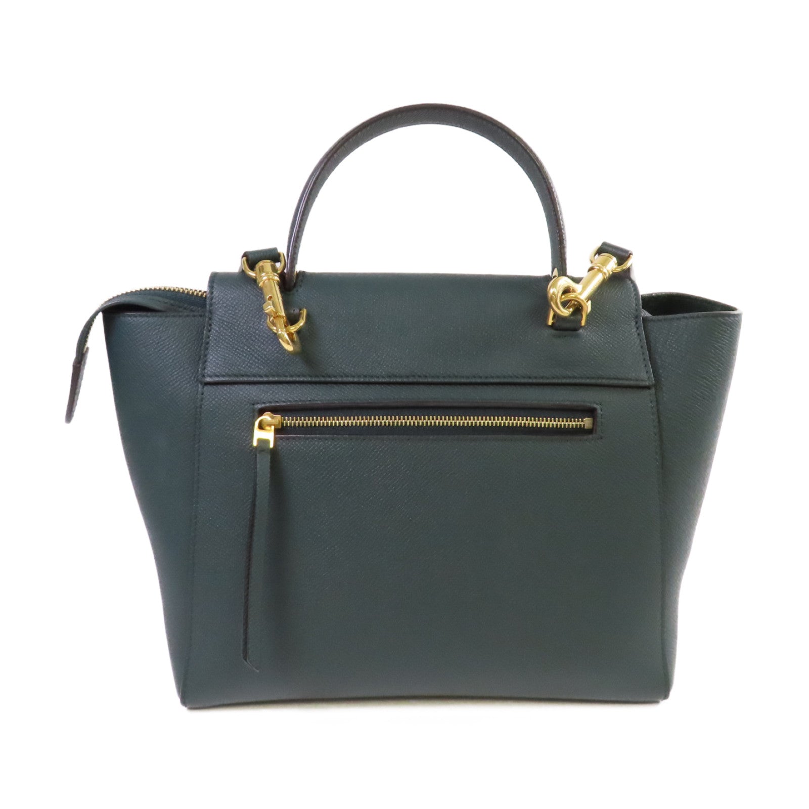 CELINE 牛皮皮革Belt 2Way Bag金扣手挽肩背兩用袋綠色