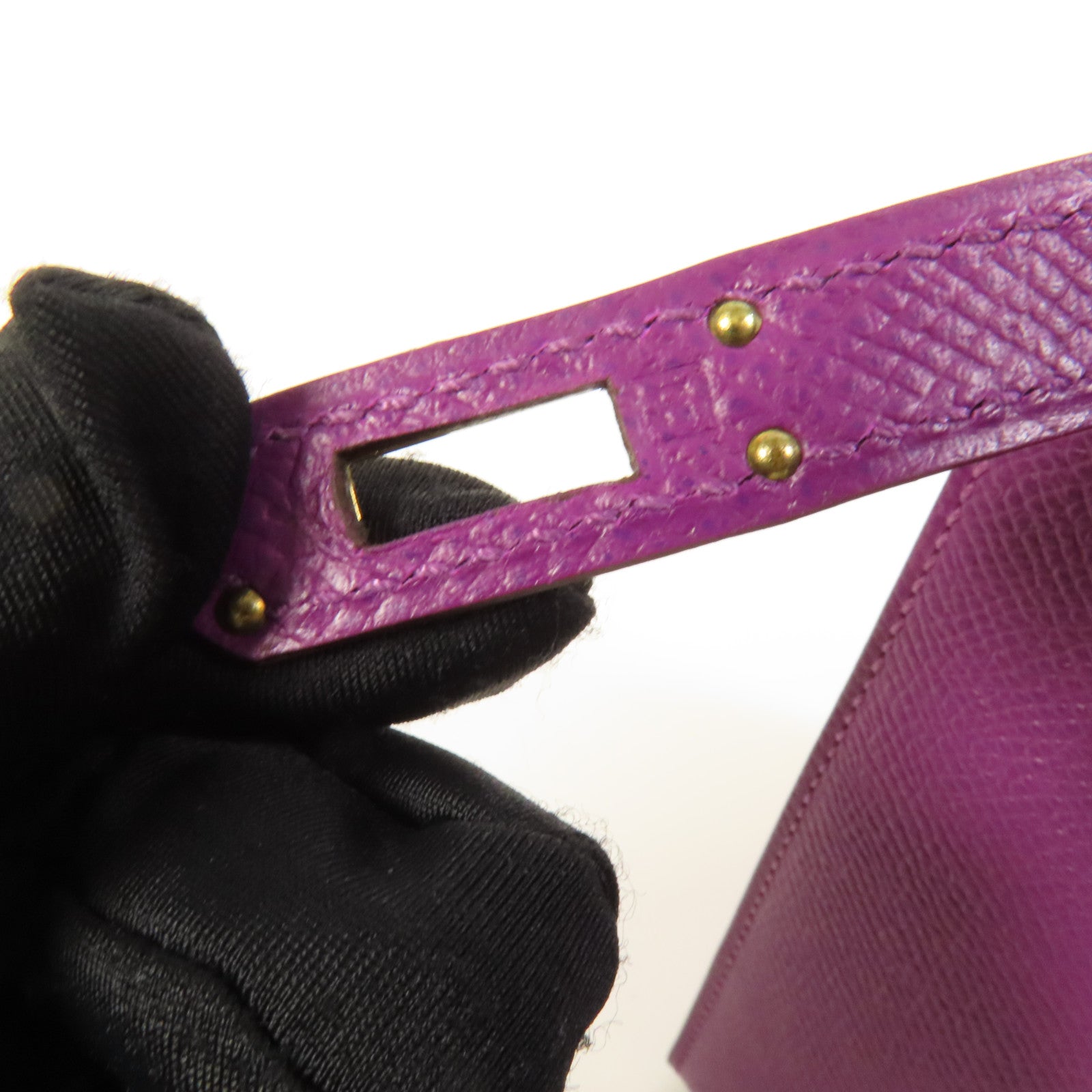 HERMES Epsom皮革Kelly 25金扣手挽肩背兩用袋Anemone