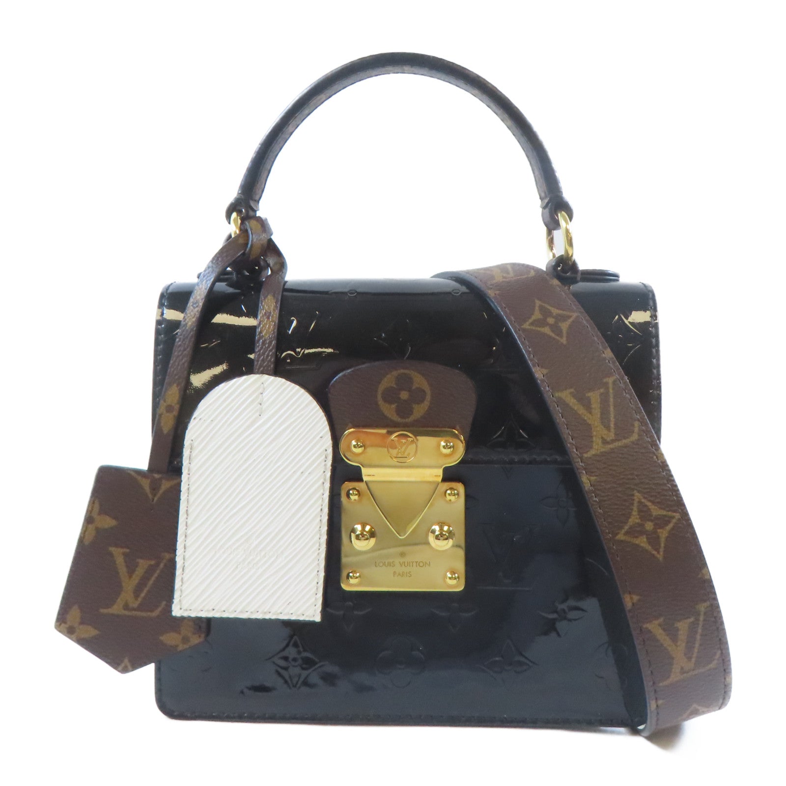 LOUIS VUITTON Vernis/Monogram/Epi Spring Street Bag金扣手挽肩背兩用袋黑色/啡色/白色