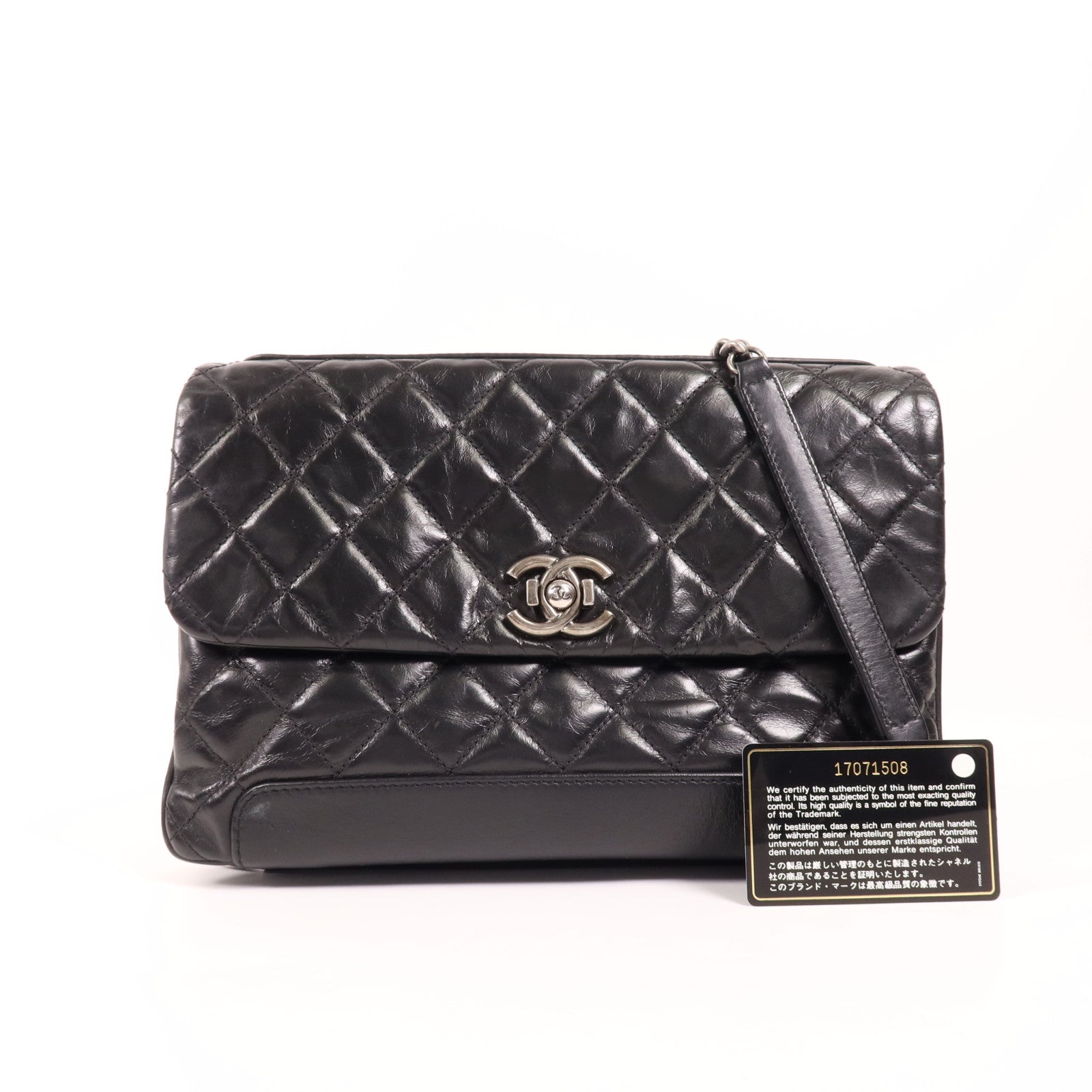 CHANEL 牛皮皮革Chain Shoulder銀扣肩背袋