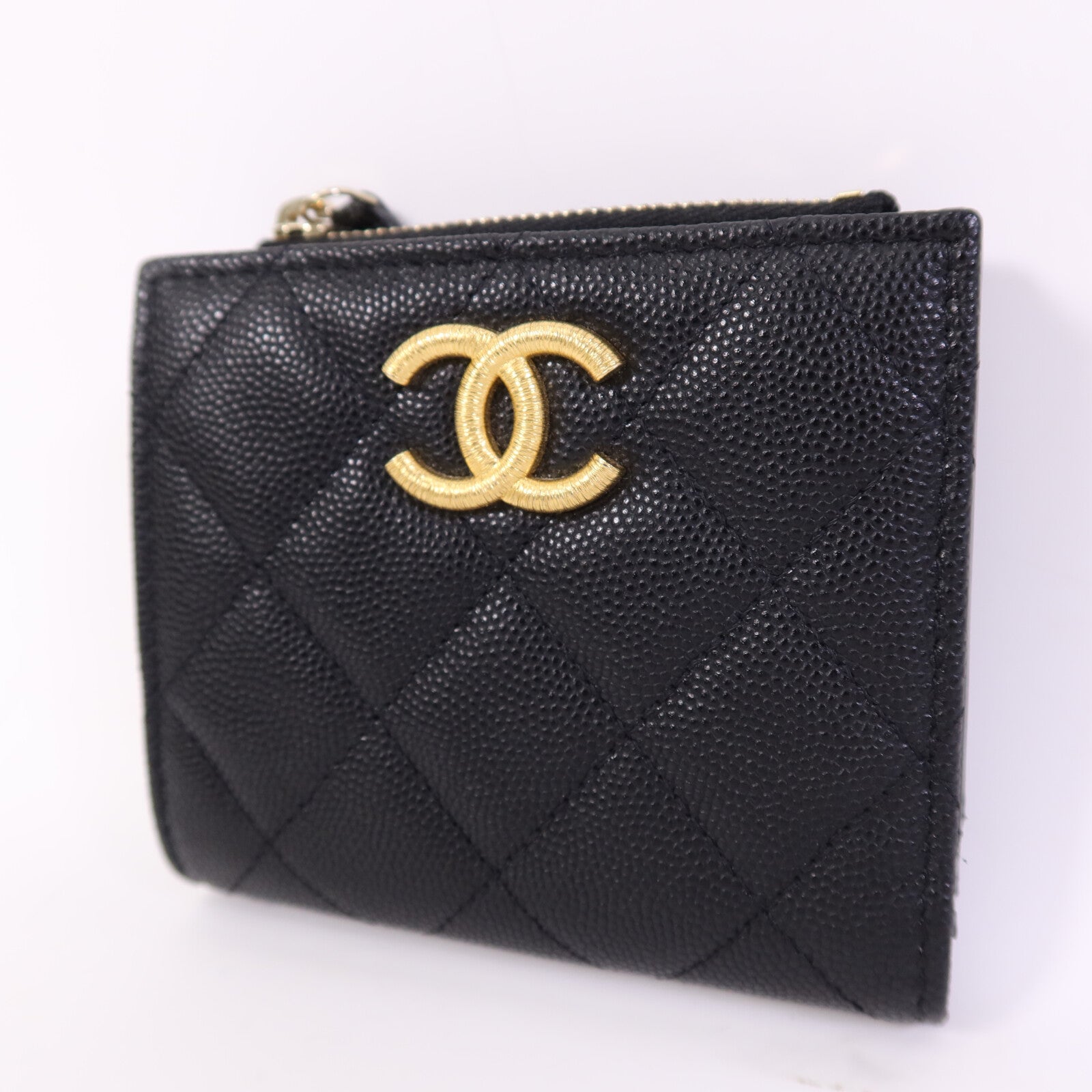 CHANEL 牛皮皮革Wallet金扣錢包