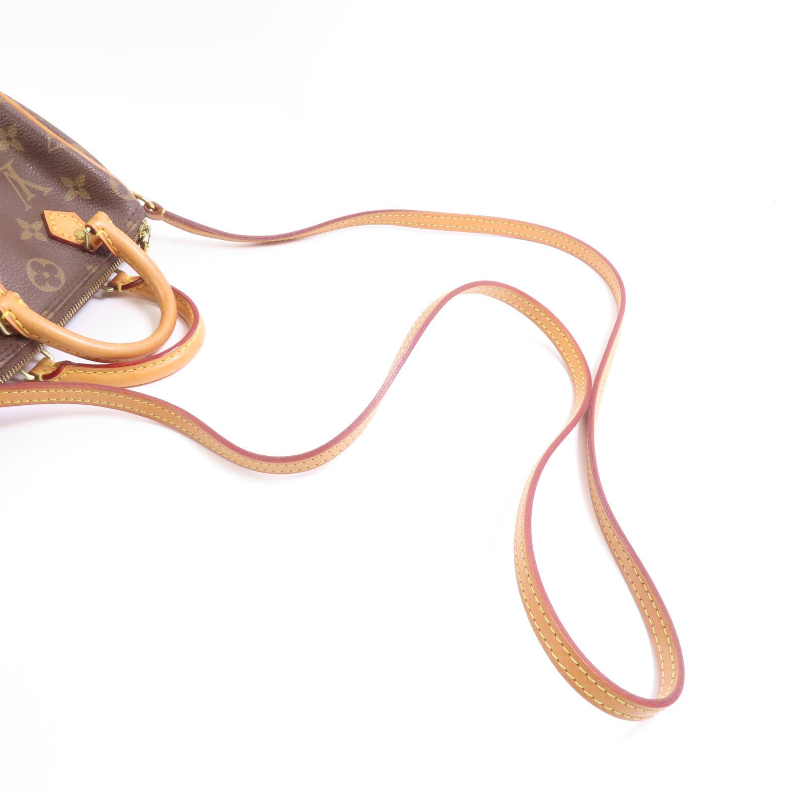 LOUIS VUITTON Monogram Nano Speedy金扣手挽肩背兩用袋棕色