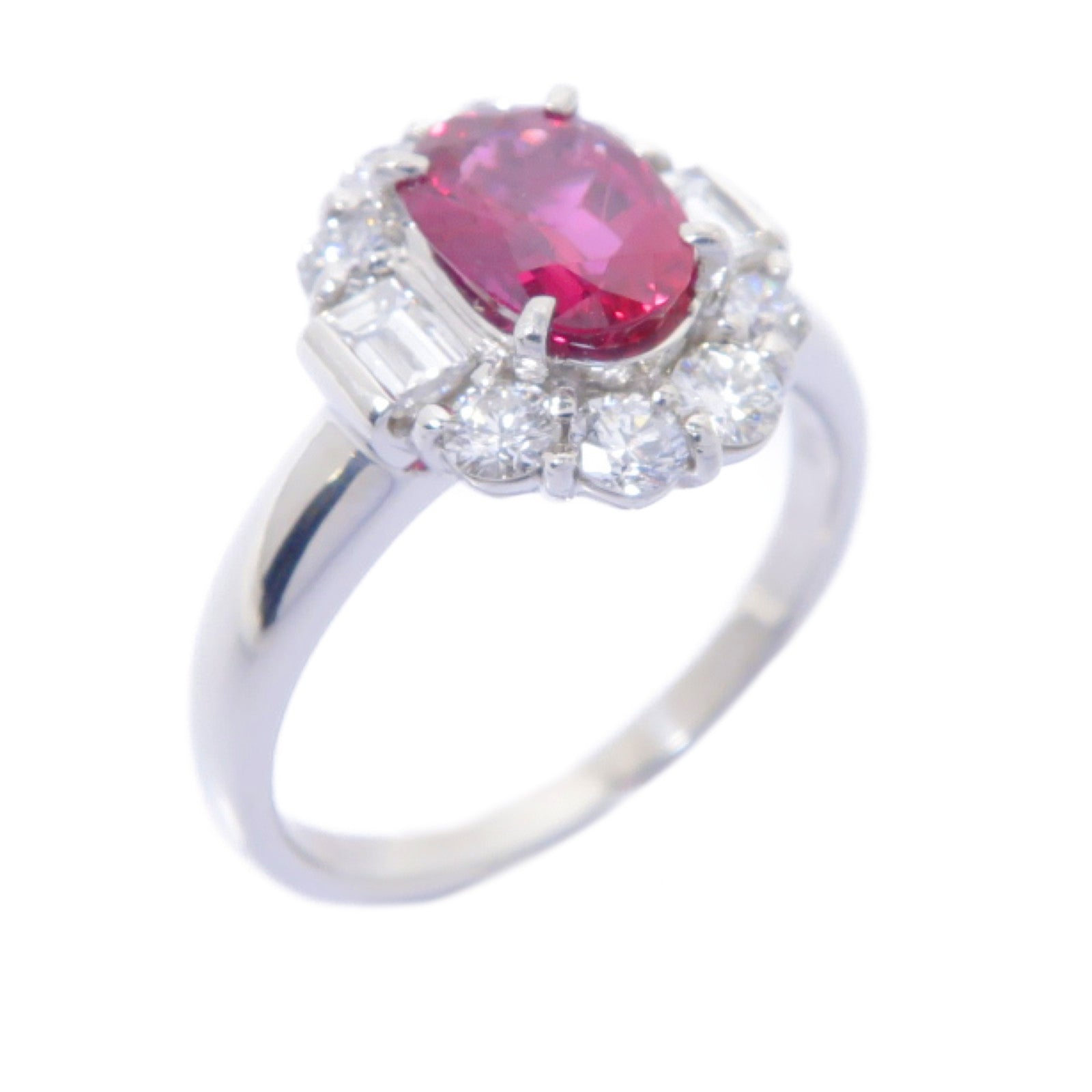 JEWELRY 【激減優惠】PT900鉑金Ruby Diamond Ring 1.39ct紅寶石/0.916ct鑽石戒指US#6.75