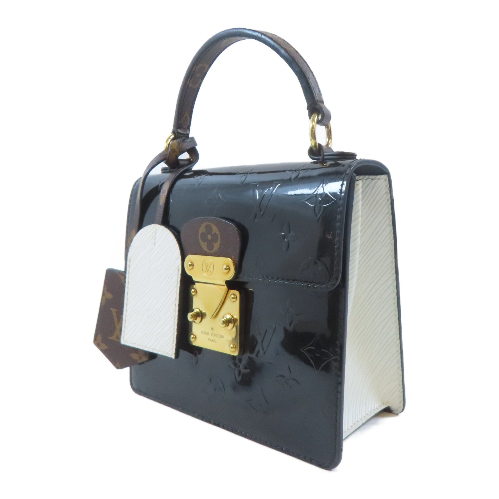 LOUIS VUITTON Vernis/Monogram/Epi Spring Street Bag金扣手挽肩背兩用袋黑色/啡色/白色