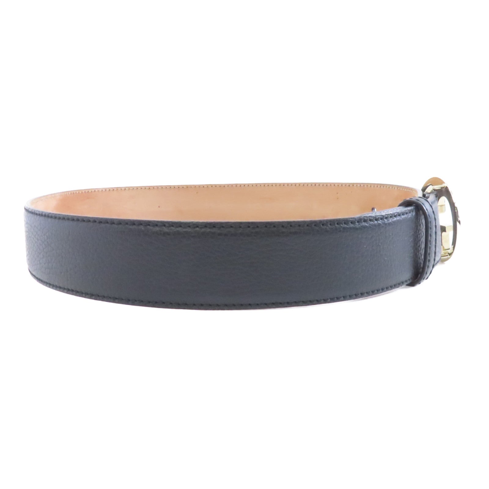 GUCCI 牛皮皮革Belt金扣皮帶黑色