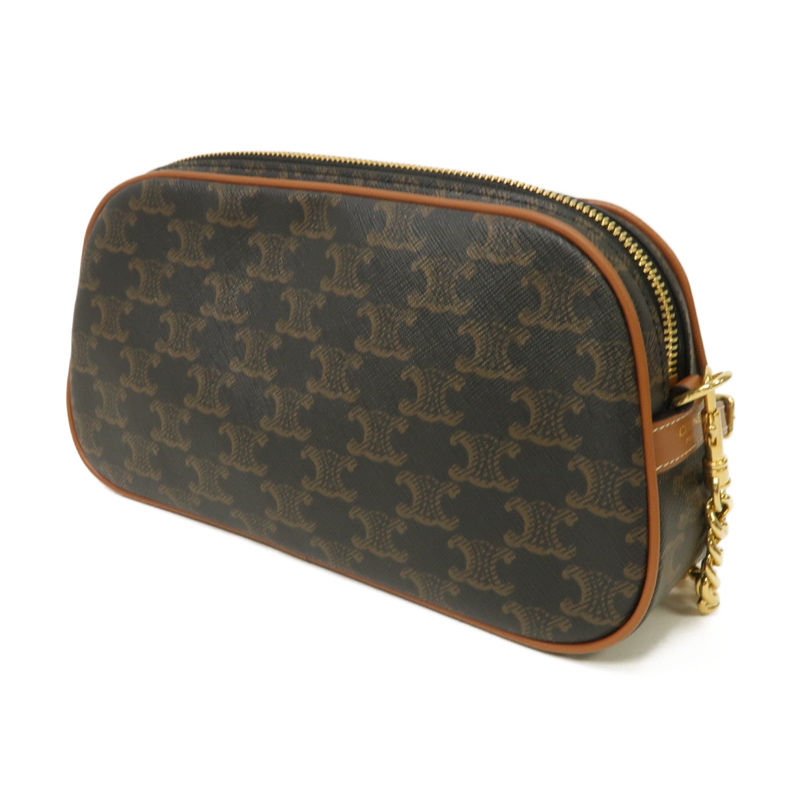 CELINE 牛皮皮革/帆布Triomphe Shoulder 2 Way Bag金扣手挽肩背兩用袋