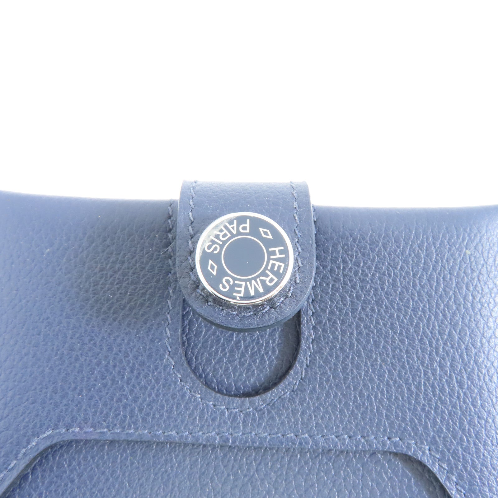 HERMES Evercolor皮革Card Holder銀扣卡片套Bleu Indigo深藍色