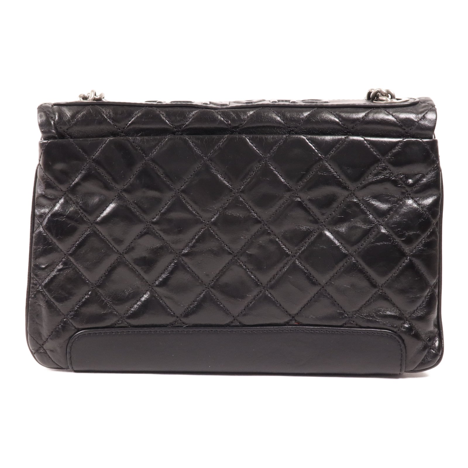 CHANEL 牛皮皮革Chain Shoulder銀扣肩背袋