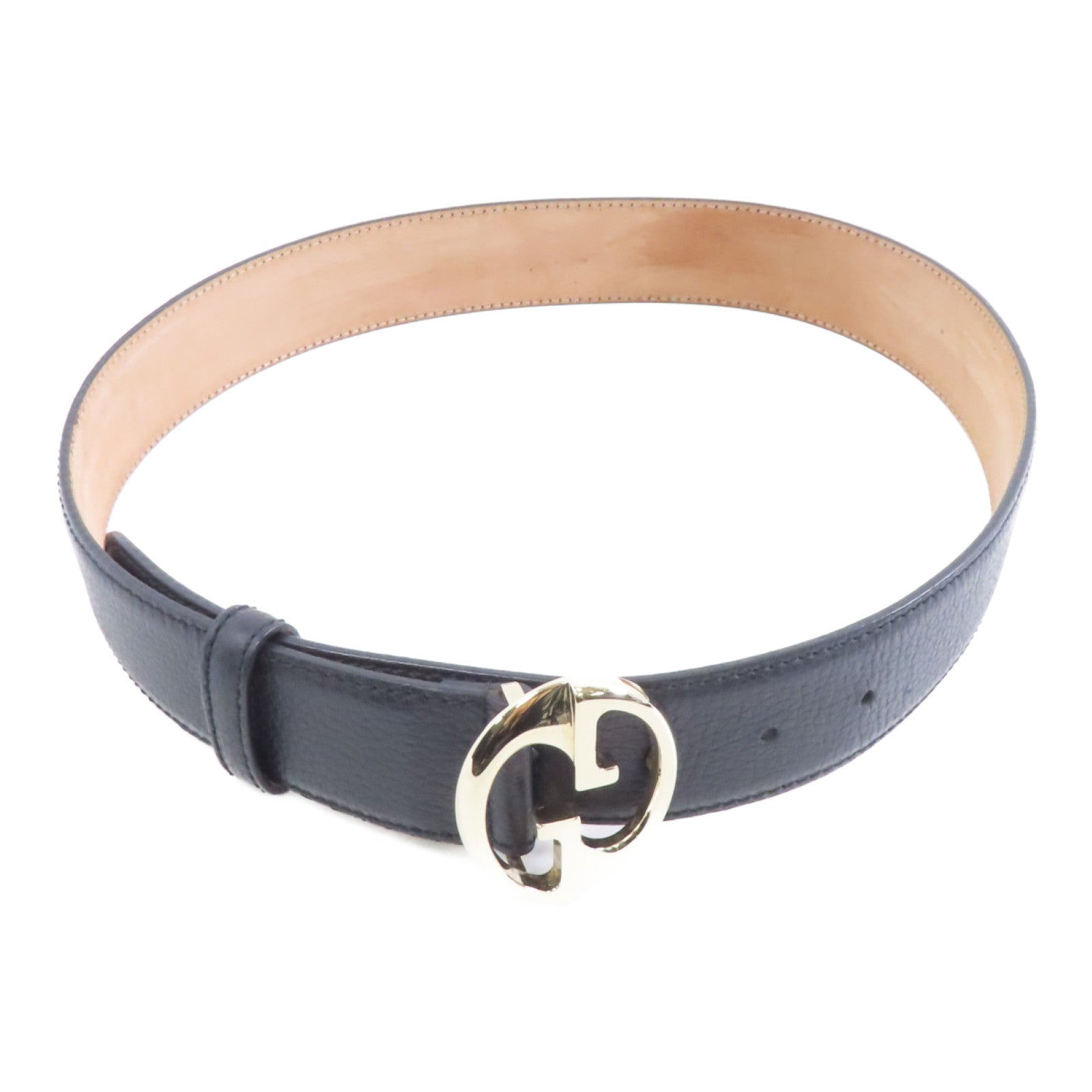 GUCCI 牛皮皮革Belt金扣皮帶黑色