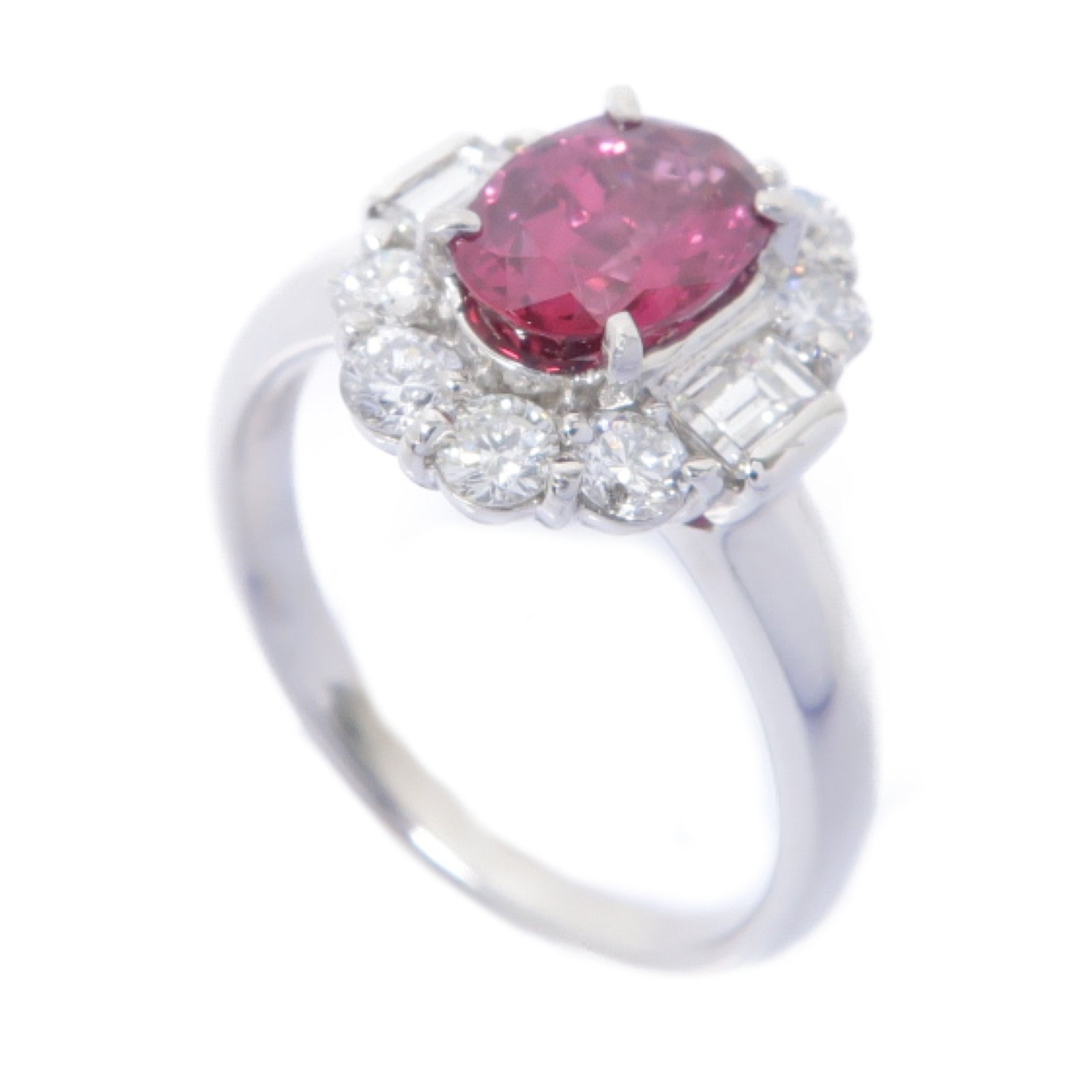 JEWELRY 【激減優惠】PT900鉑金Ruby Diamond Ring 1.39ct紅寶石/0.916ct鑽石戒指US#6.75