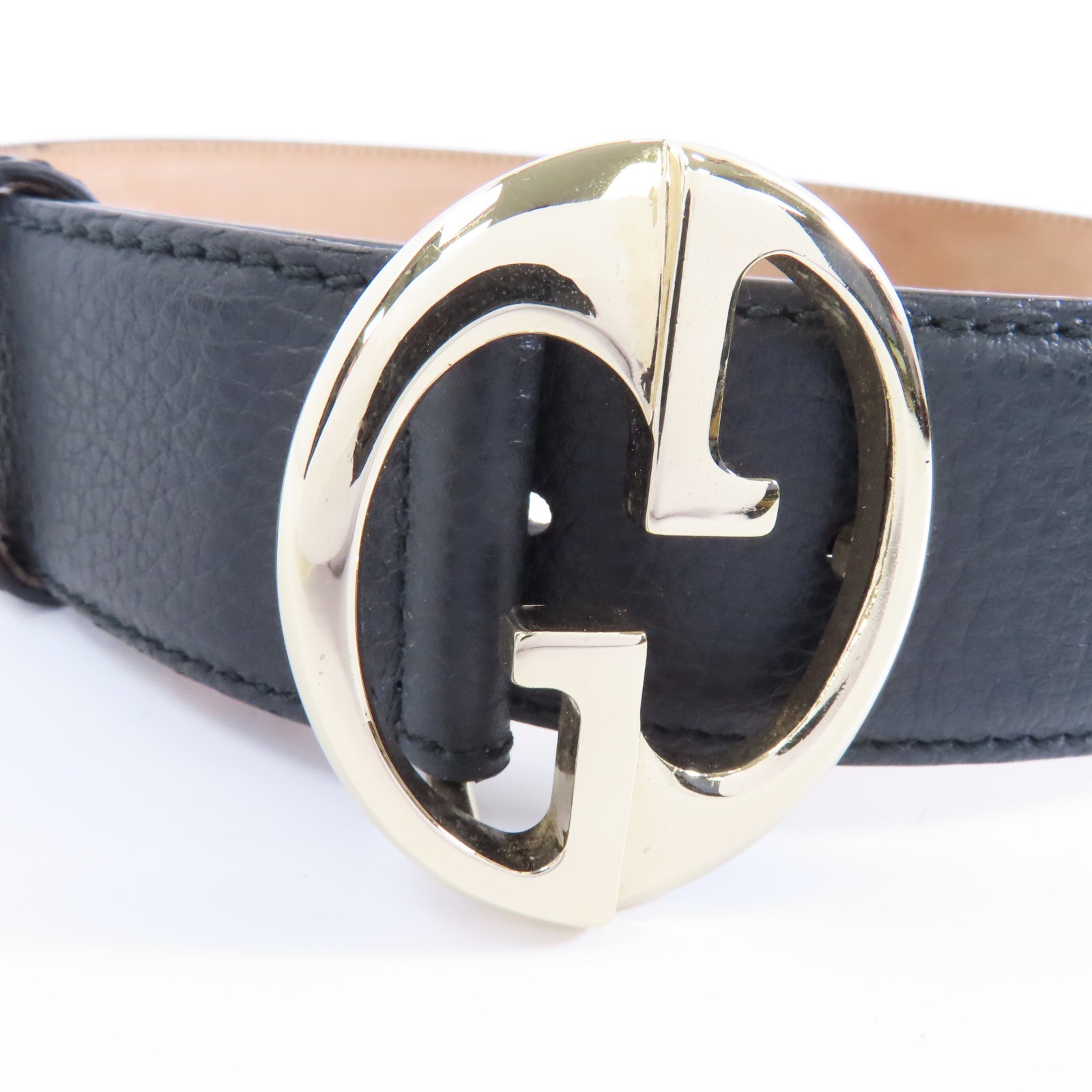 GUCCI 牛皮皮革Belt金扣皮帶黑色
