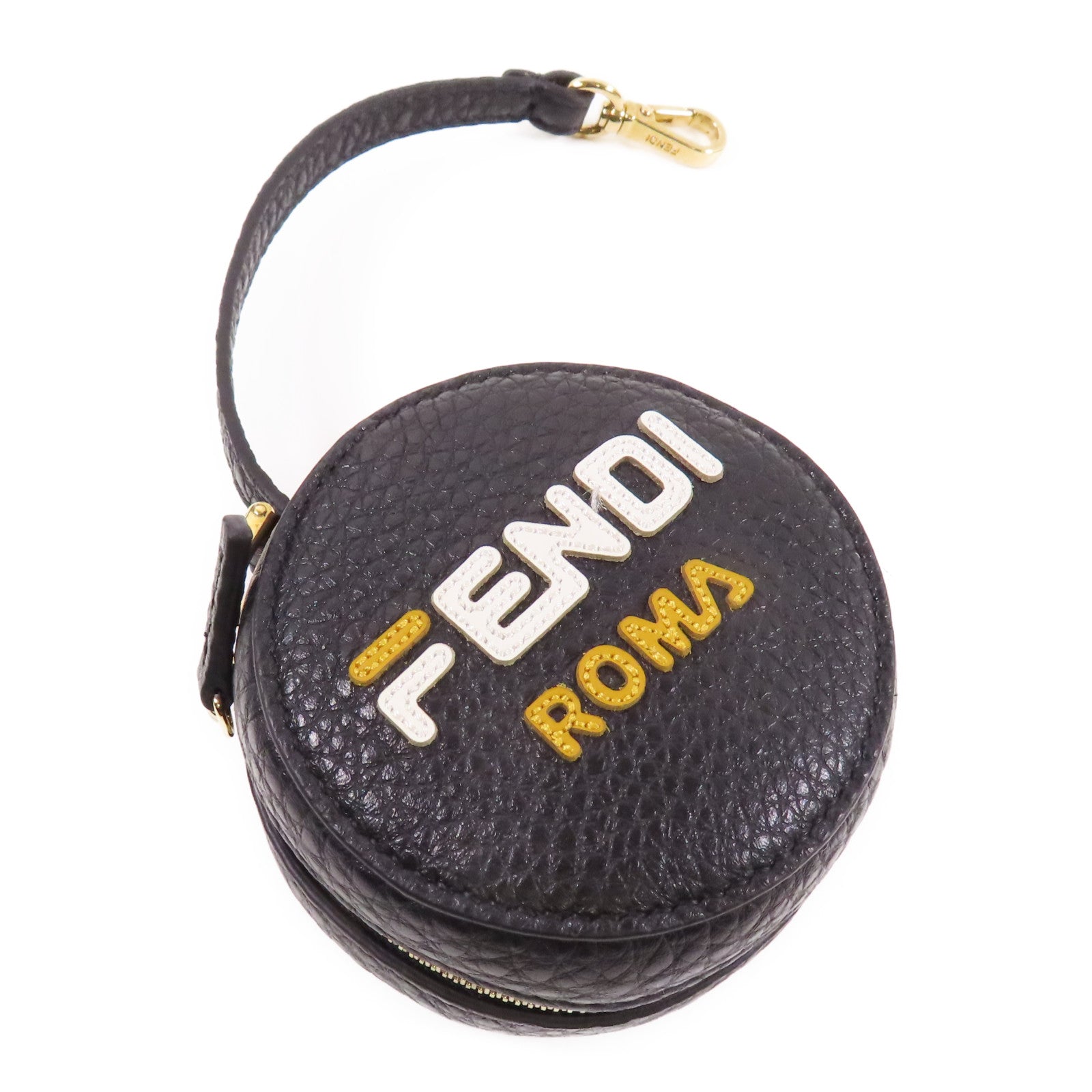 FENDI 尼龍/牛皮皮革Backpack Charm金扣掛飾