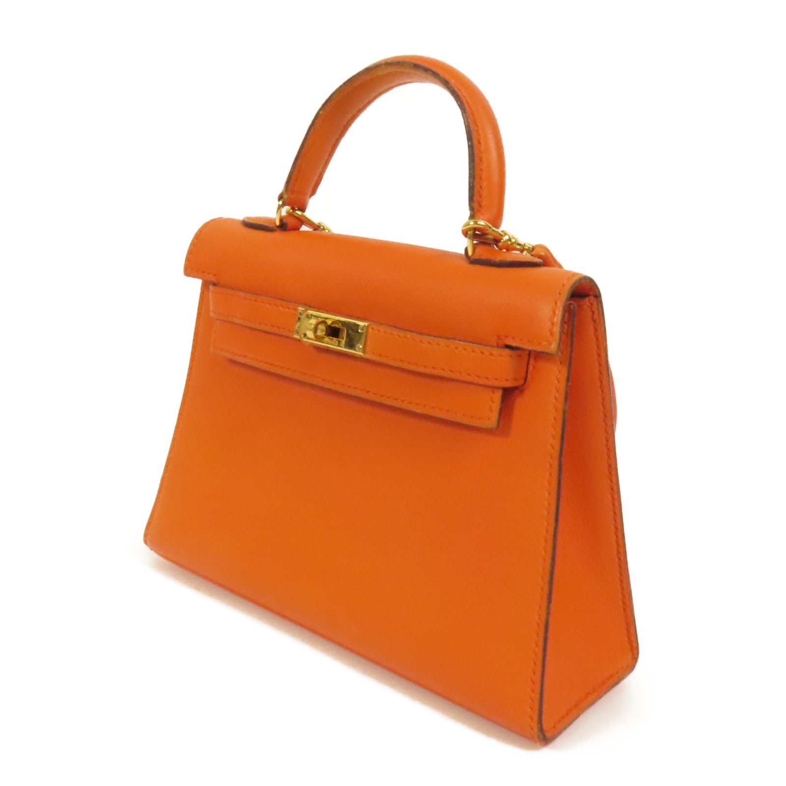 HERMES Swift皮革Kelly 15金扣手挽肩背兩用袋Orange