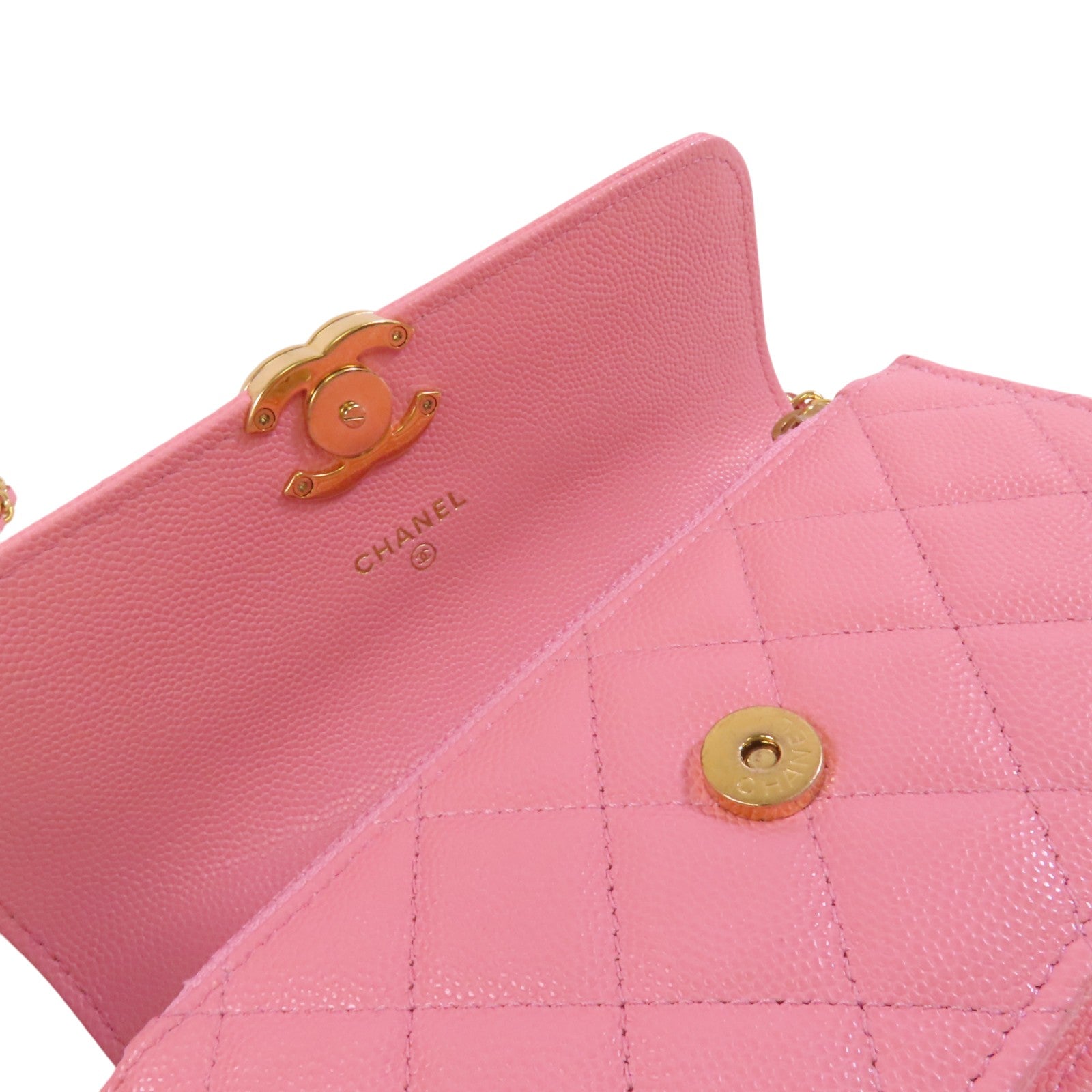 CHANEL 牛皮皮革Chain Shoulder Bag金扣鏈帶手挽肩背兩用袋