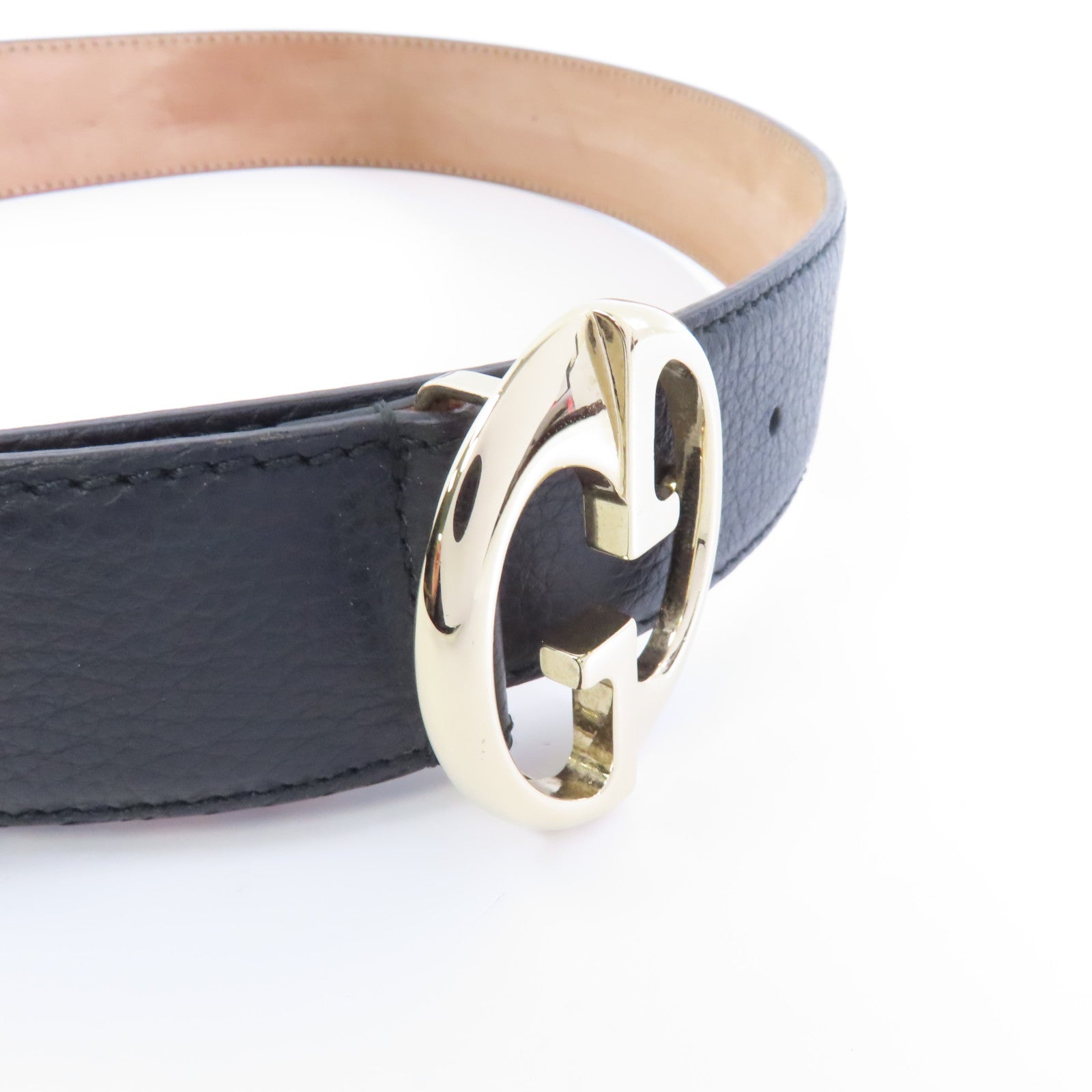GUCCI 牛皮皮革Belt金扣皮帶黑色