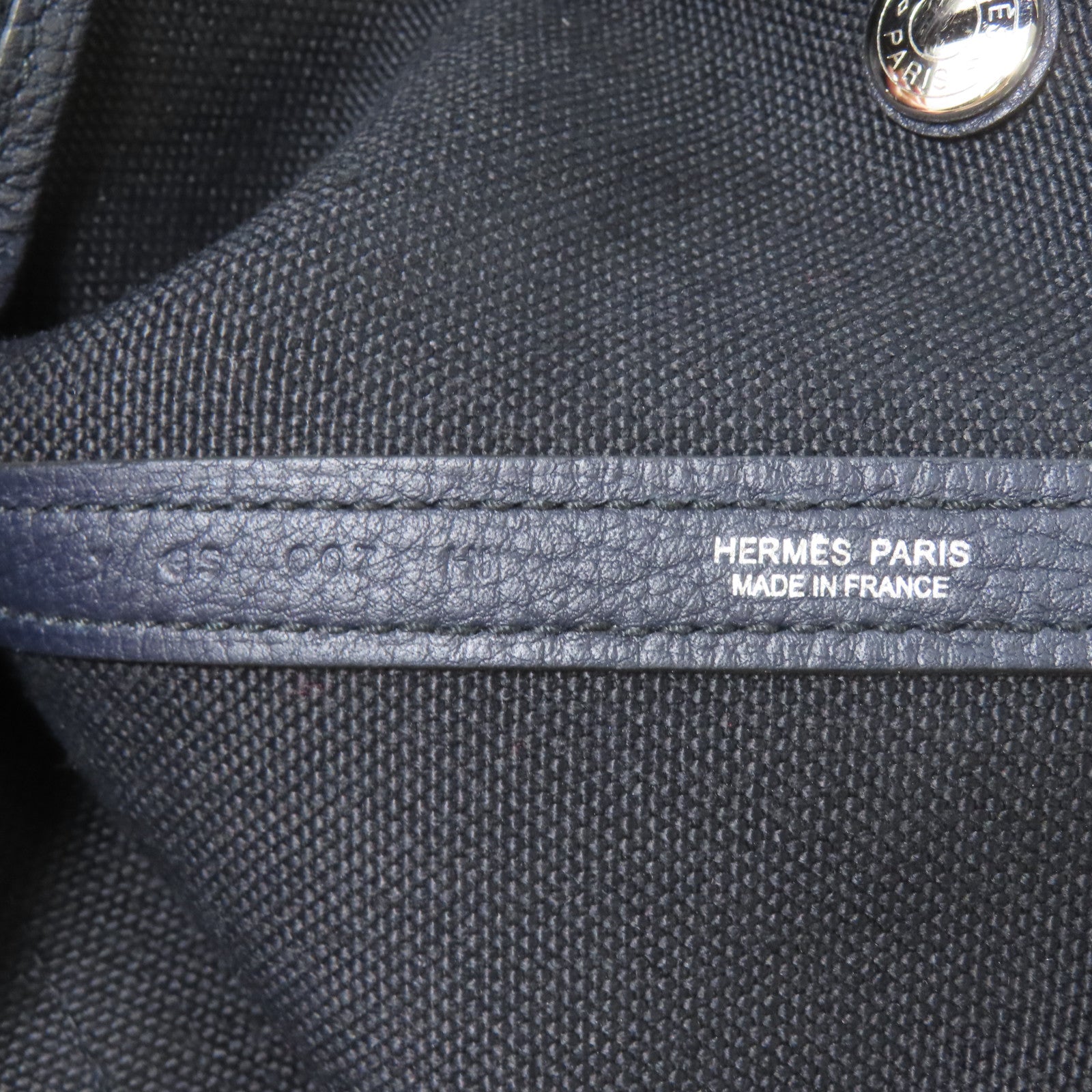 HERMES 帆布Garden File PM銀扣手挽袋黑色