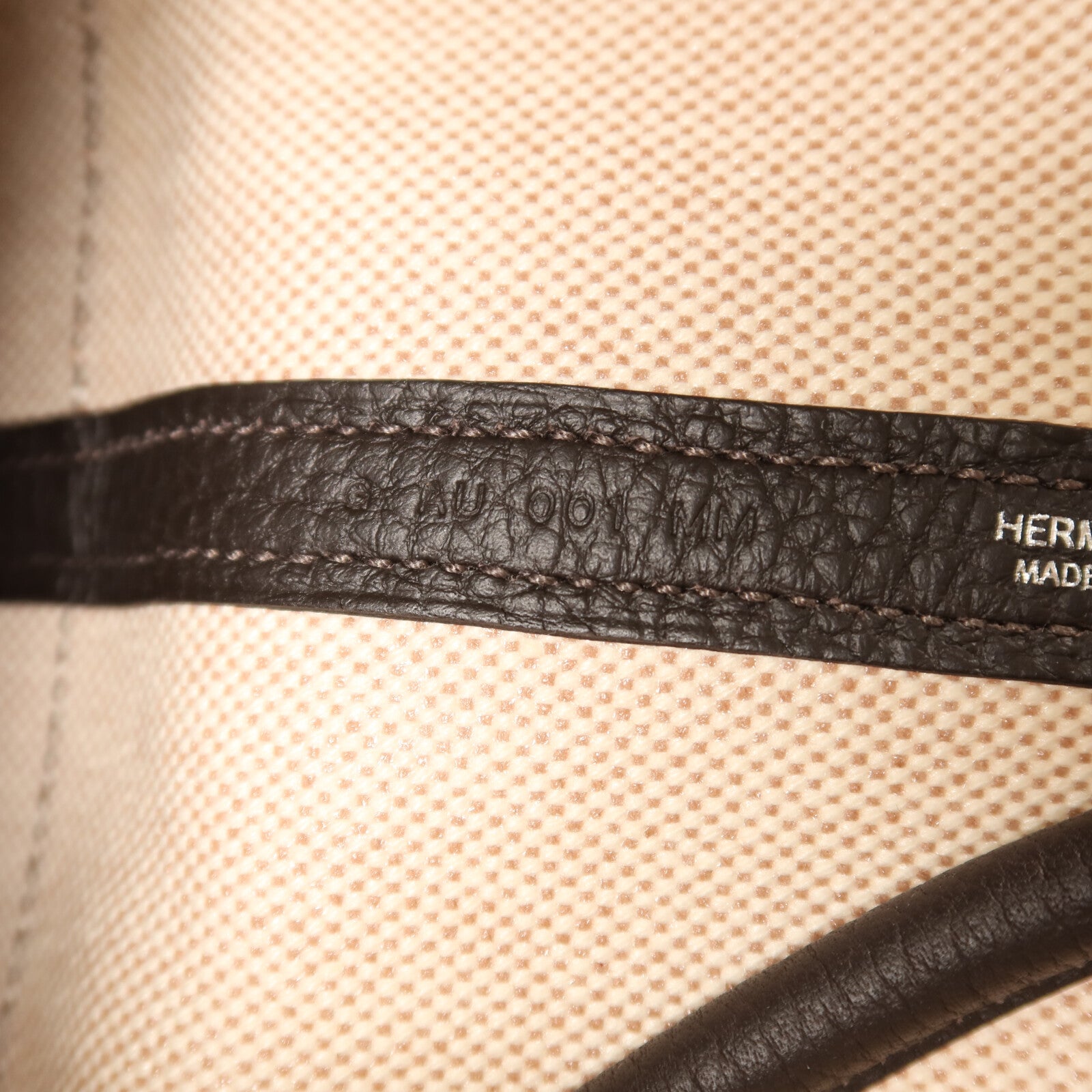 HERMES Toile H帆布Mini Garden Party銀扣手挽袋Ebene