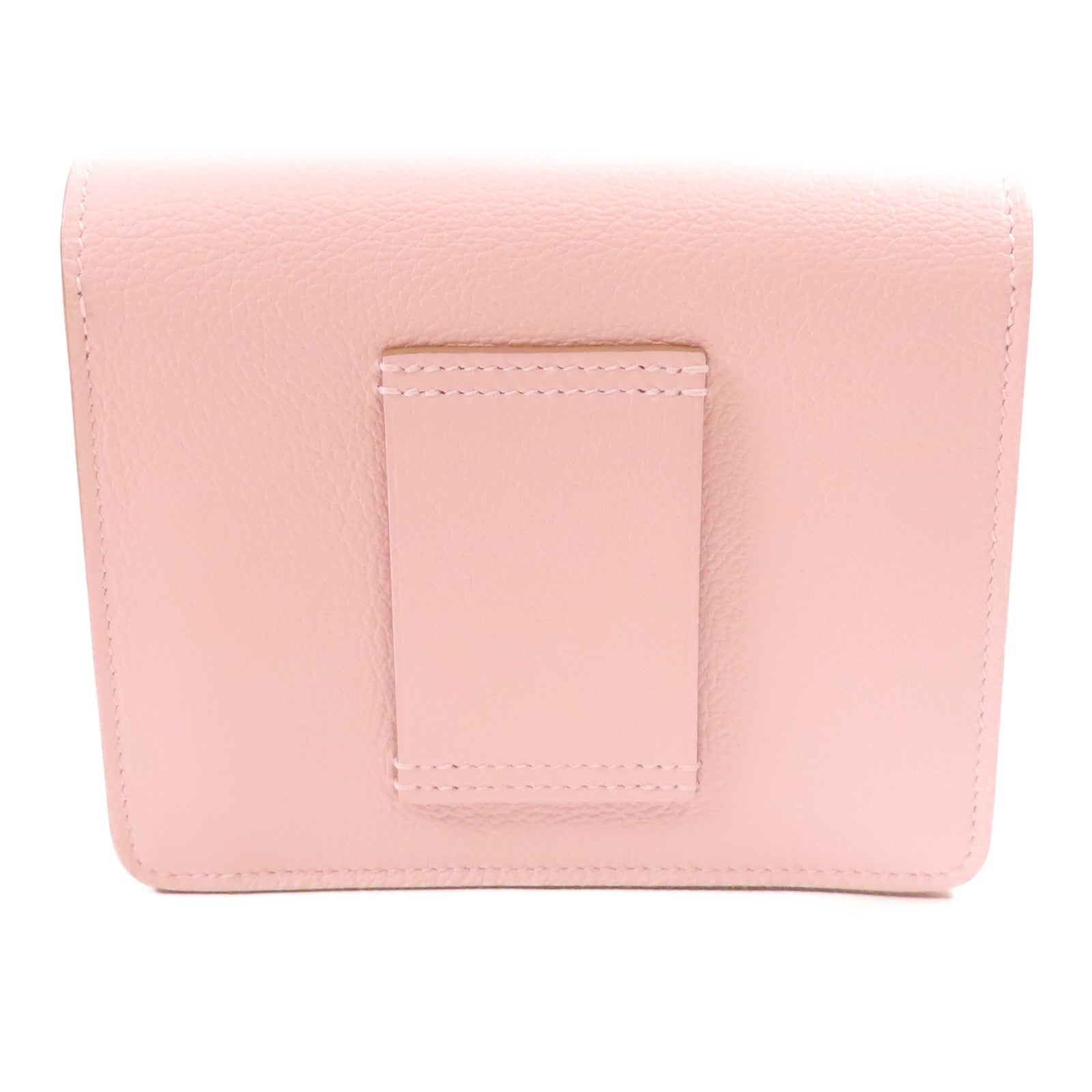 HERMES Ever Colour皮革Roulis Silm銀扣錢包Mauve Pale
