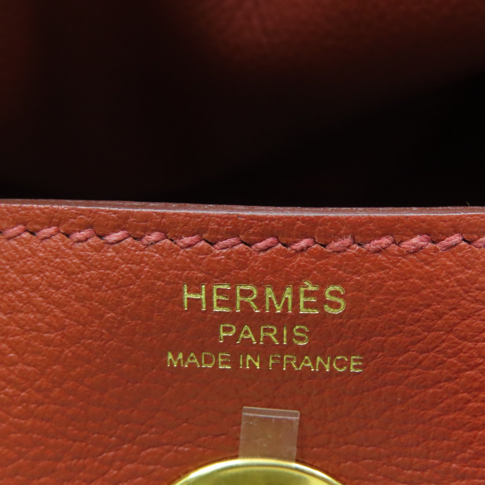 HERMES 【清倉大減價】Evercalf皮革Lindy 26金扣手挽肩背兩用袋南瓜色