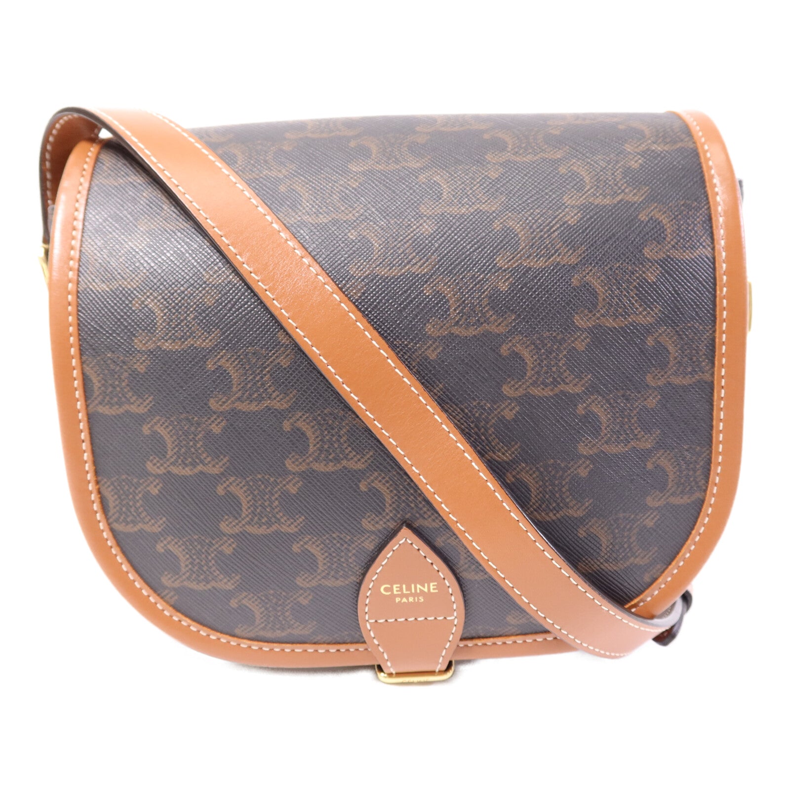 CELINE 塗層帆布Folco Bag金扣肩背袋