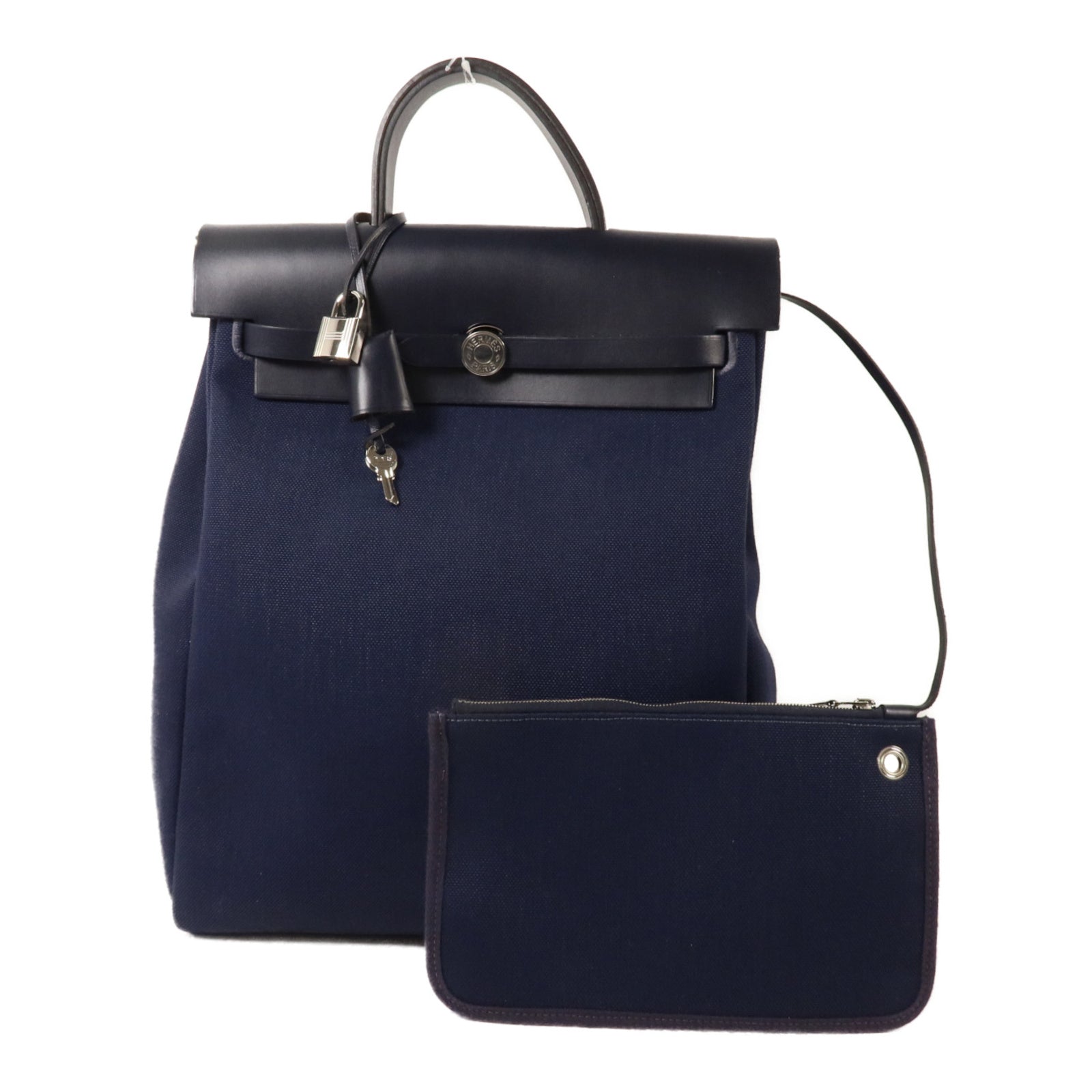 HERMES 帆布Herbag a Dos Zip Retourne Backpack背包Bleu Indigo