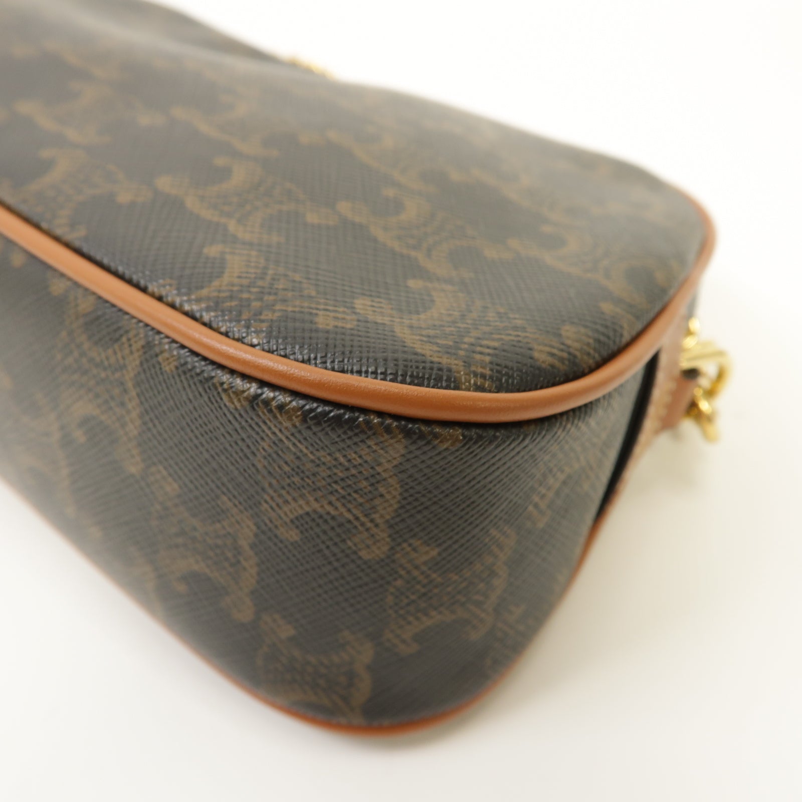 CELINE 牛皮皮革/帆布Triomphe Shoulder 2 Way Bag金扣手挽肩背兩用袋