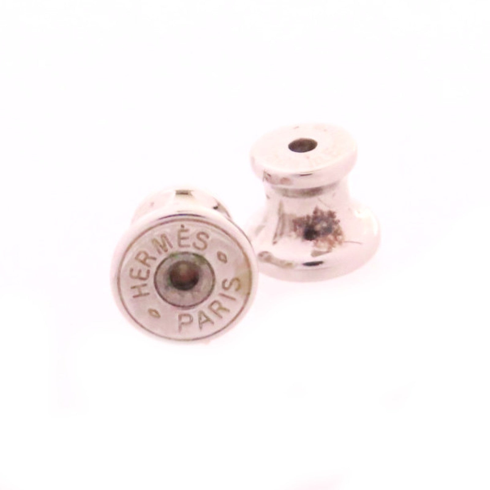 HERMES 【激減優惠】Swift皮革/金屬O'Kelly Earrings耳環銀色/啡色