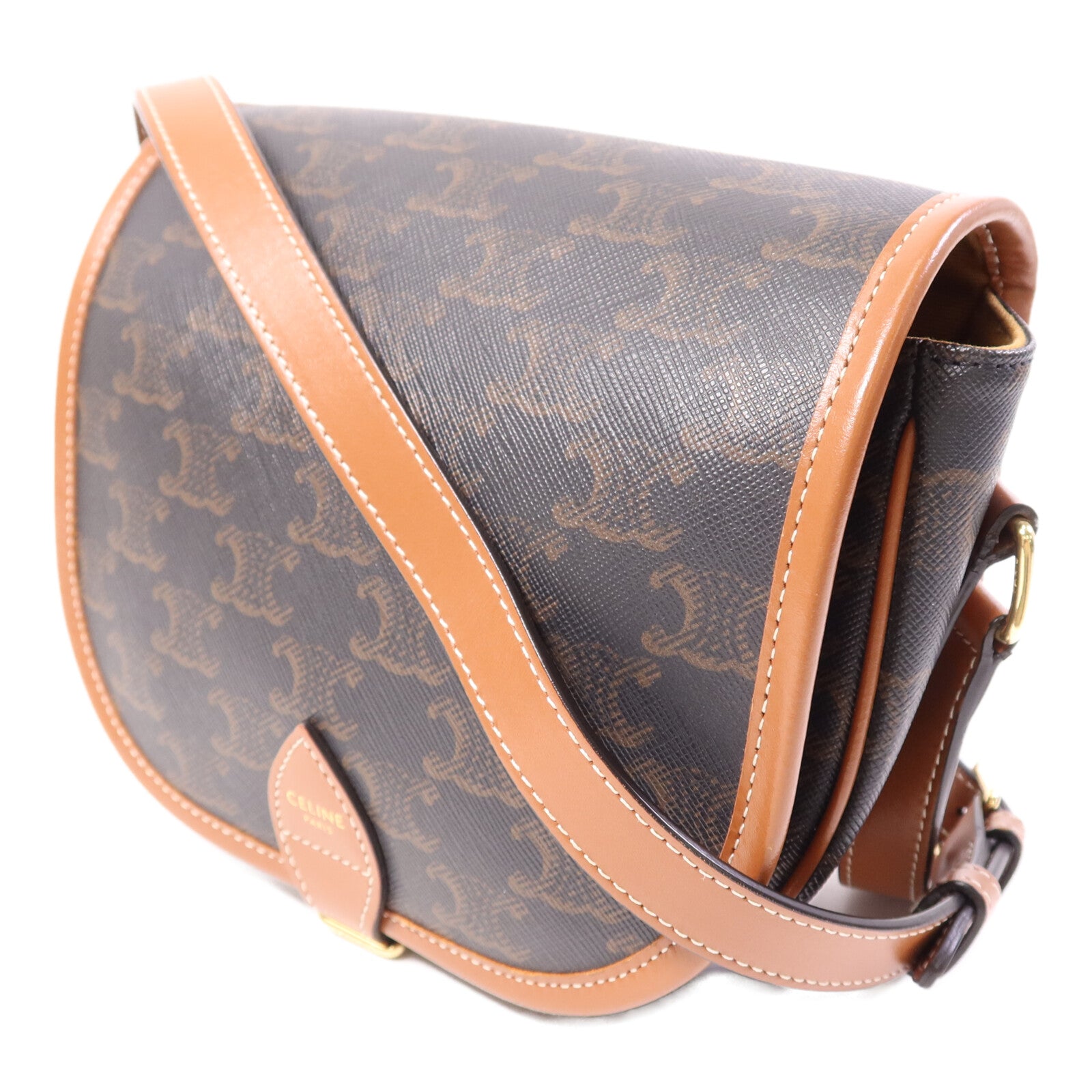 CELINE 塗層帆布Folco Bag金扣肩背袋