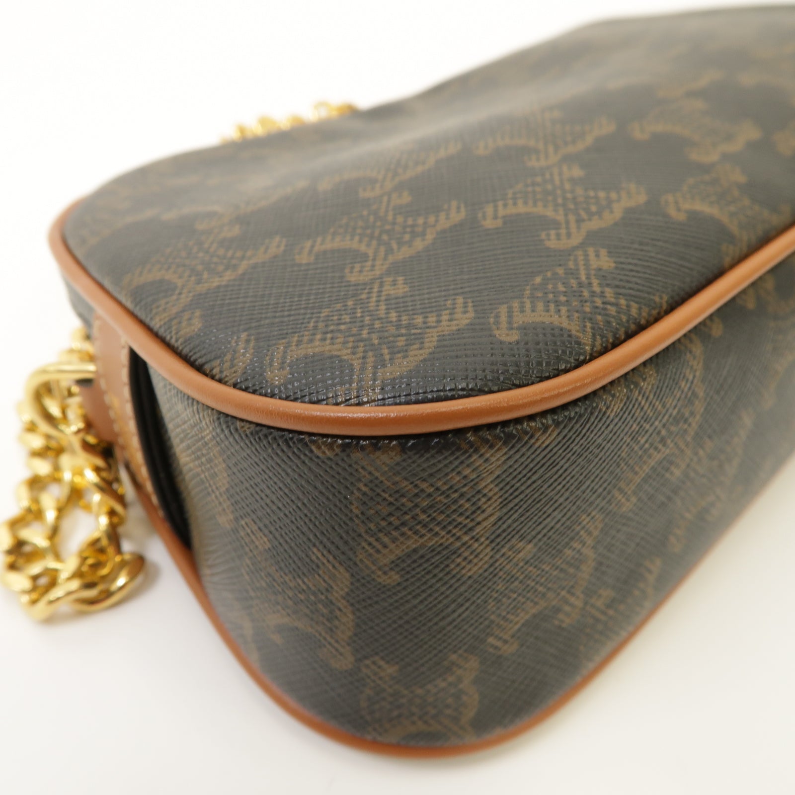 CELINE 牛皮皮革/帆布Triomphe Shoulder 2 Way Bag金扣手挽肩背兩用袋
