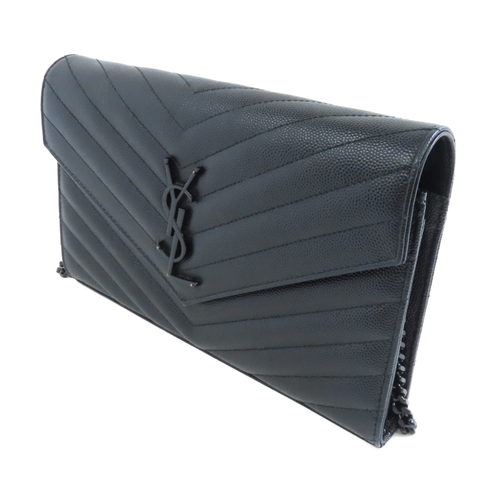SAINT LAURENT 牛皮皮革Chain Shoulder Bag鏈帶肩背袋黑色