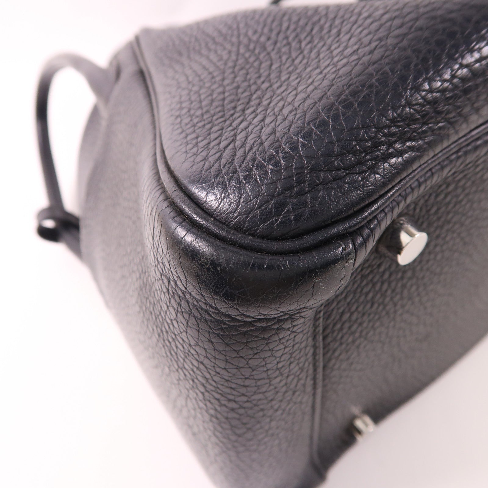 HERMES Clemence皮革Lindy 30銀扣手挽肩背兩用袋Noir