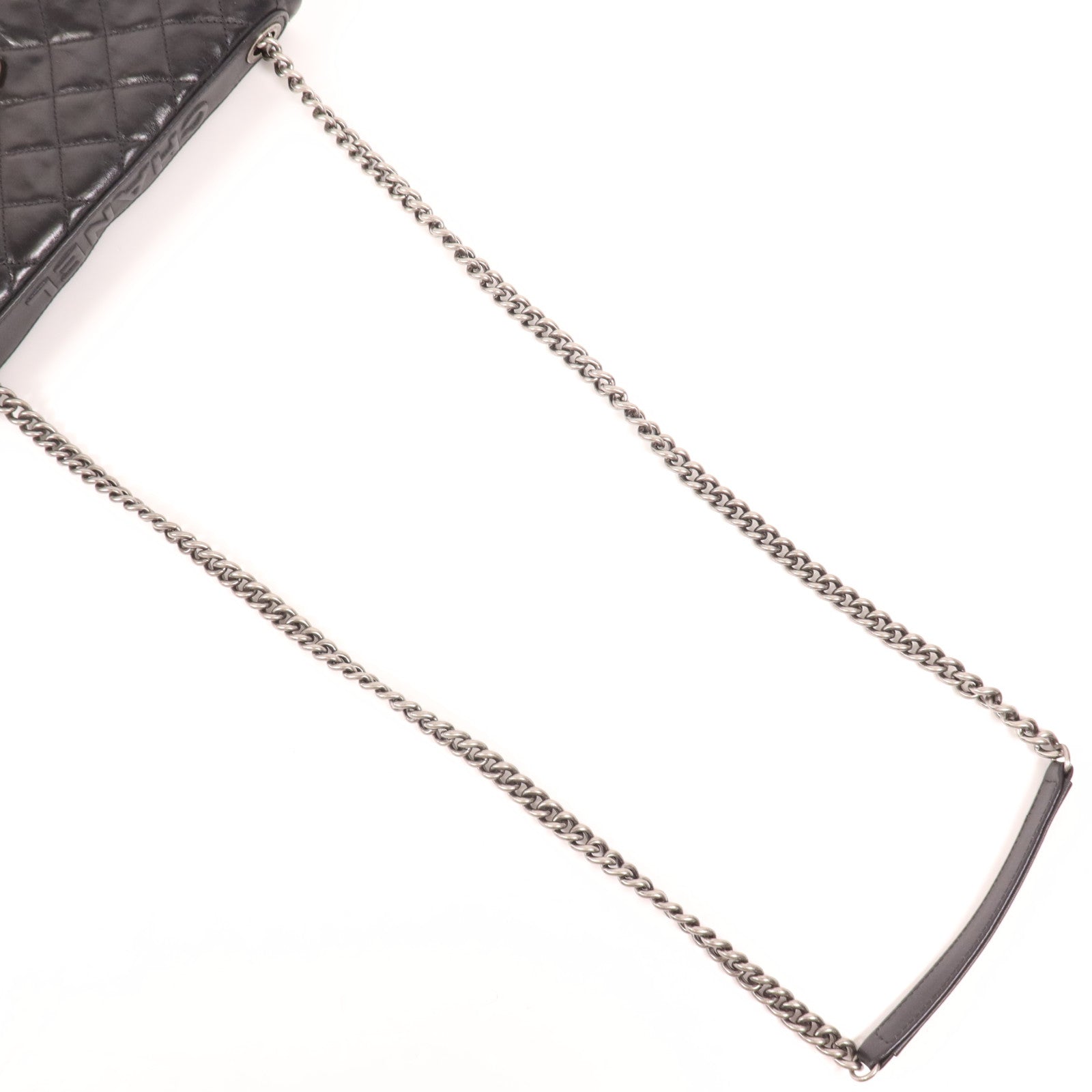 CHANEL 牛皮皮革Chain Shoulder銀扣肩背袋