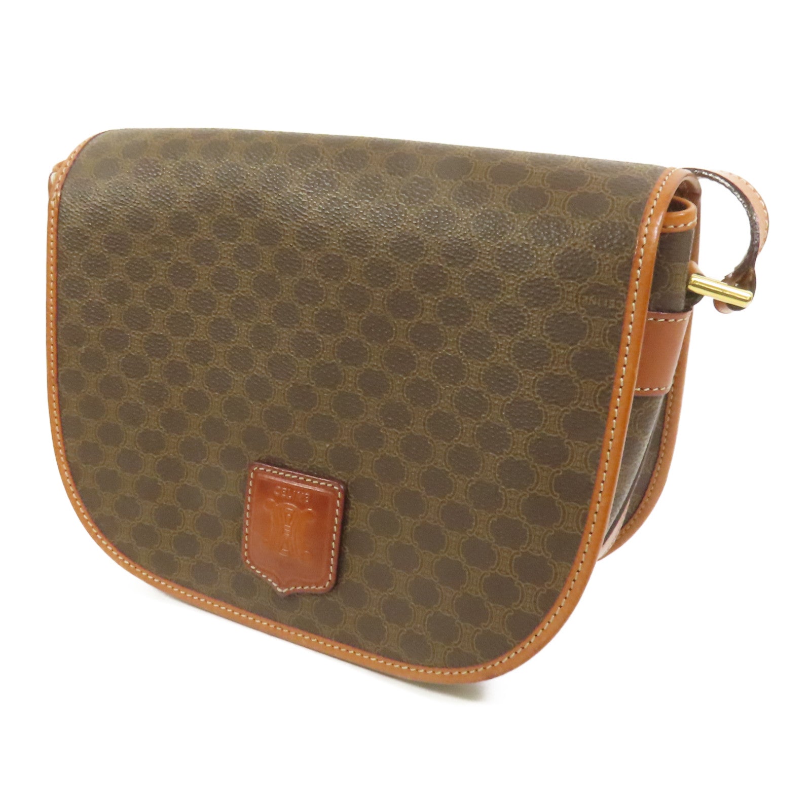 CELINE 塗層帆布Vintage Shoulder Bag金扣肩背袋