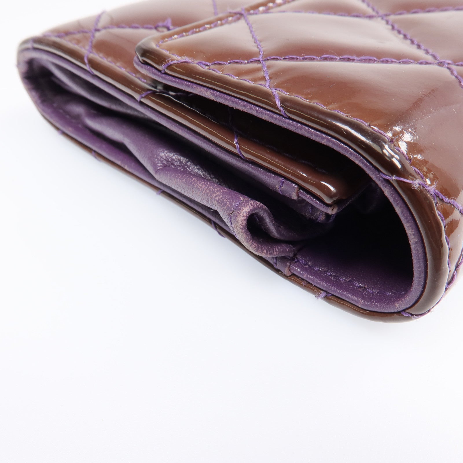 CHANEL 漆皮皮革Long Wallet銀扣長錢包