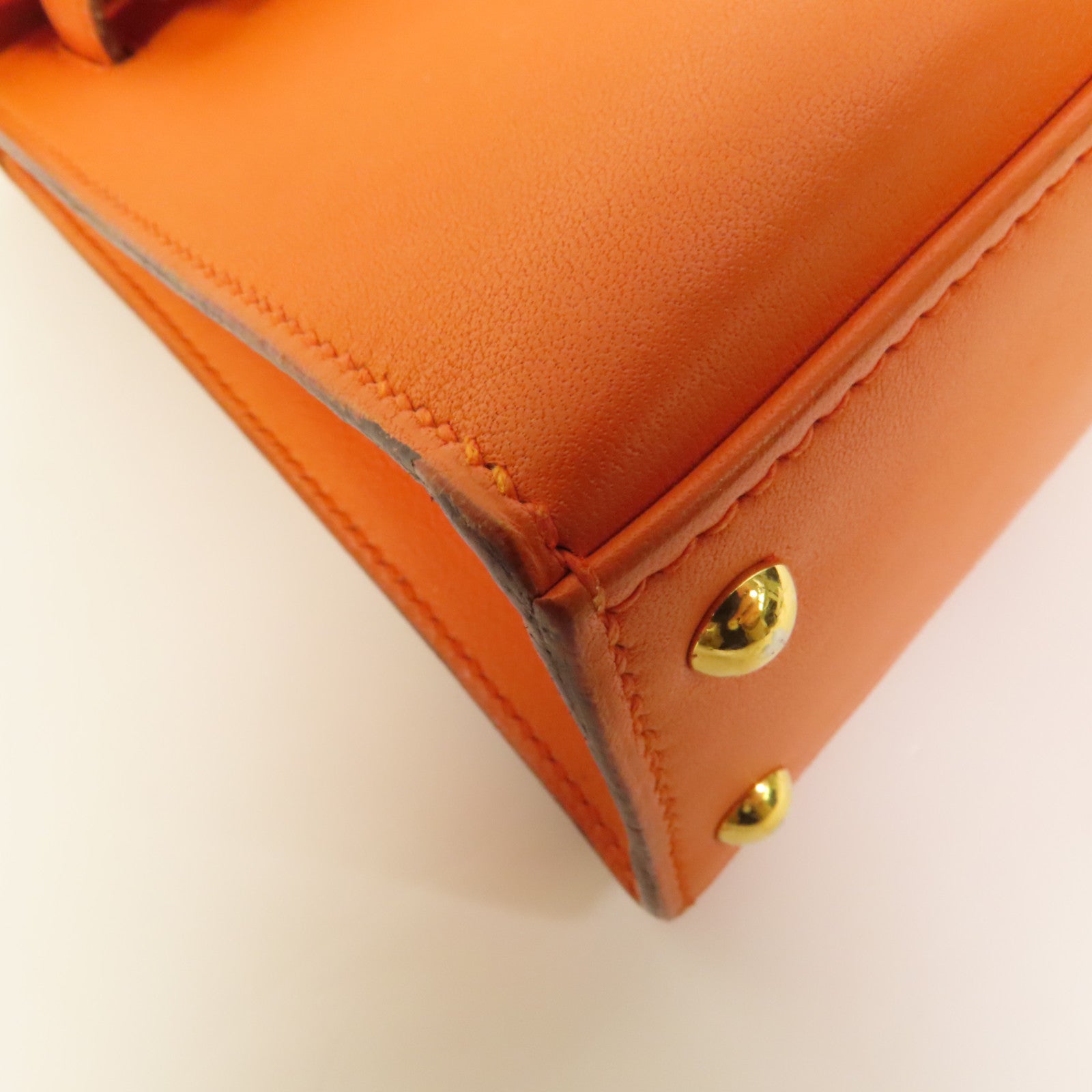 HERMES Swift皮革Kelly 15金扣手挽肩背兩用袋Orange