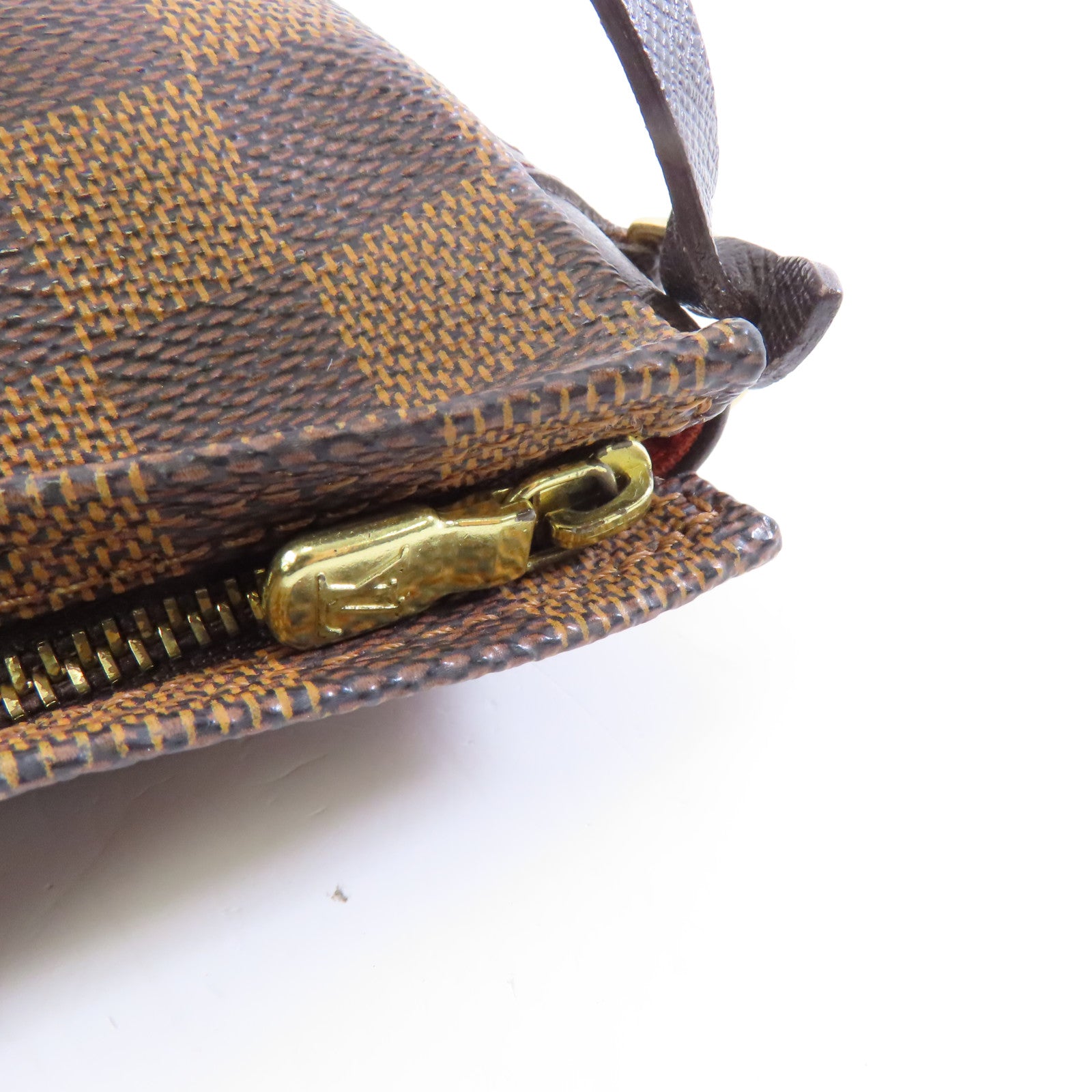 LOUIS VUITTON Damier Truth Makeup Bag金扣手挽袋啡色