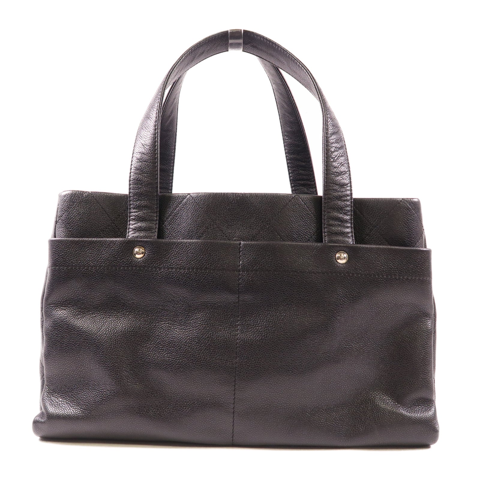 CHANEL 牛皮皮革Tote Bag銀扣手挽袋