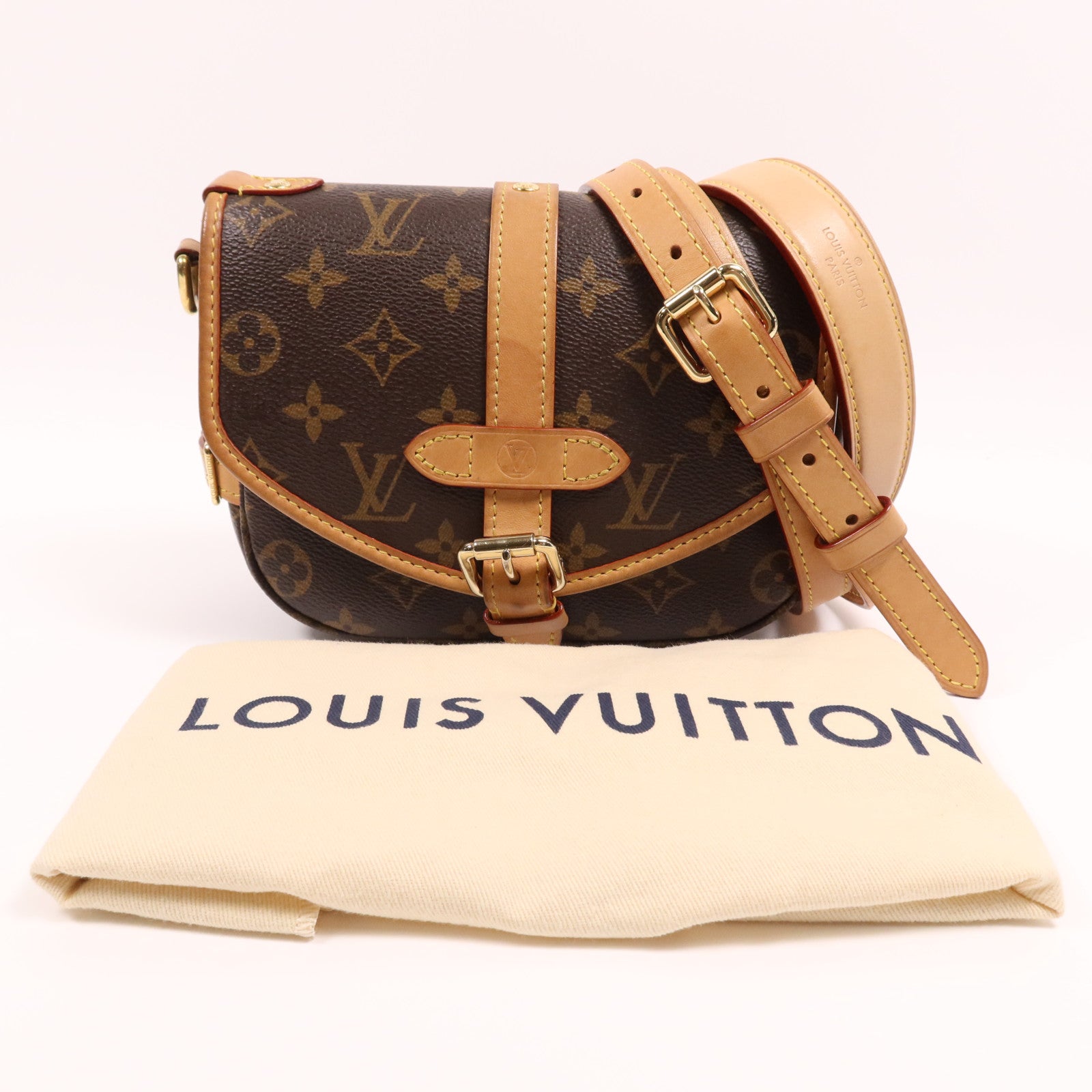 LOUIS VUITTON Monogram Saumur BB金扣手挽肩背兩用袋