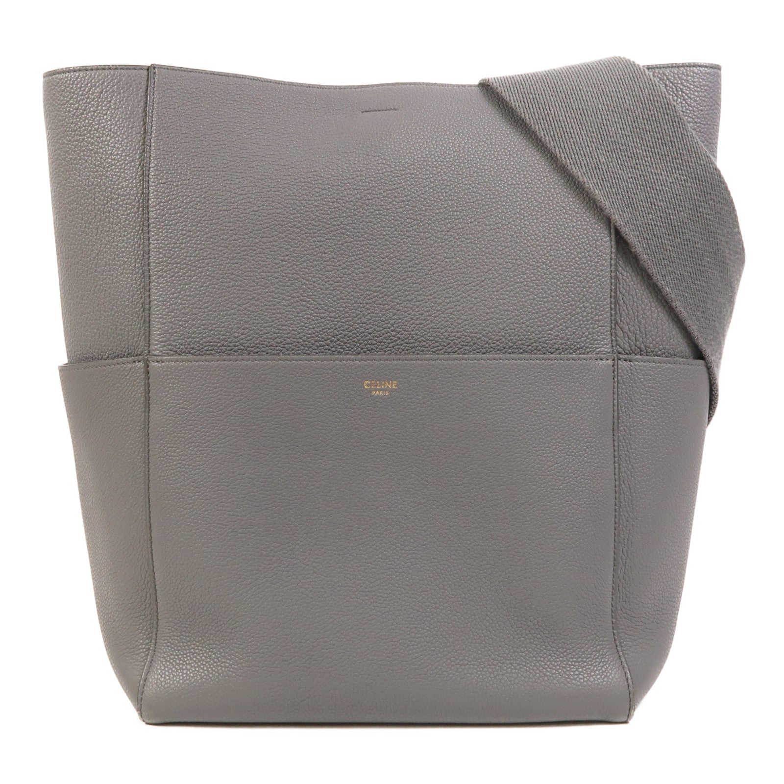 CELINE 牛皮皮革Sangle Bucket Large金扣肩背袋
