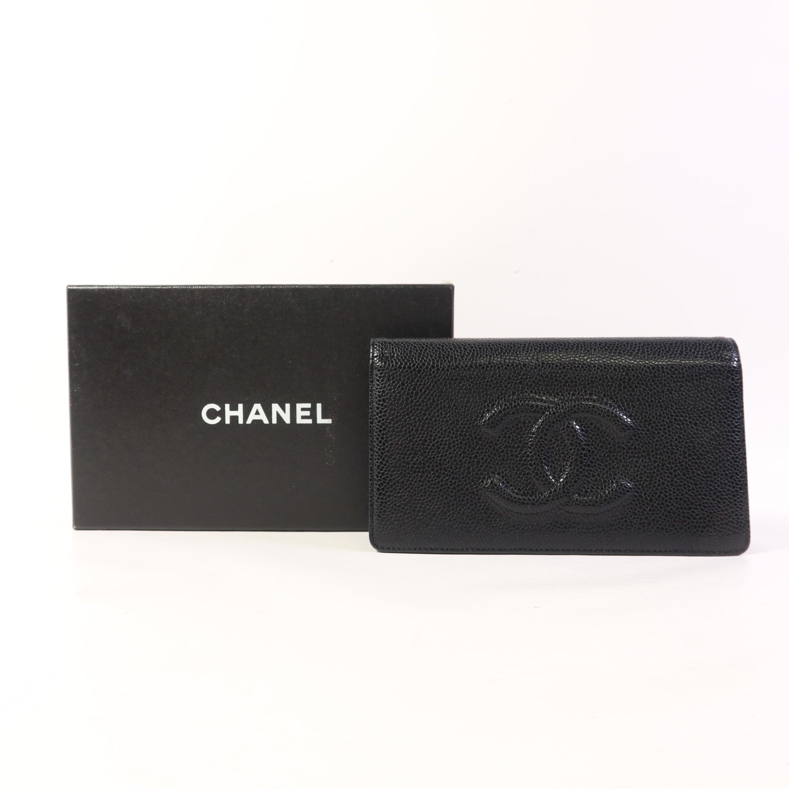 CHANEL 牛皮皮革Long Bifold Wallet銀扣長錢包