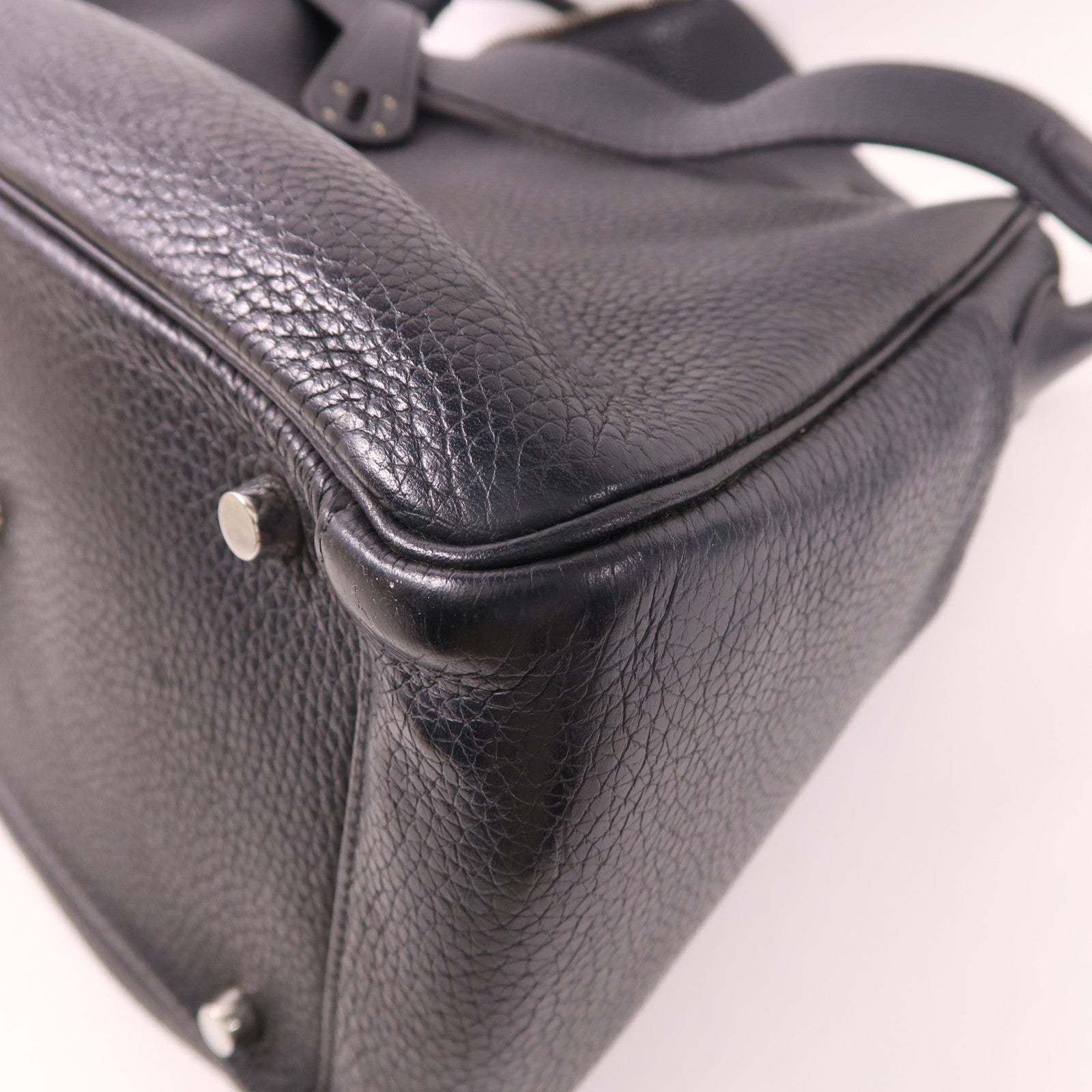 HERMES Clemence皮革Lindy 30銀扣手挽肩背兩用袋Noir
