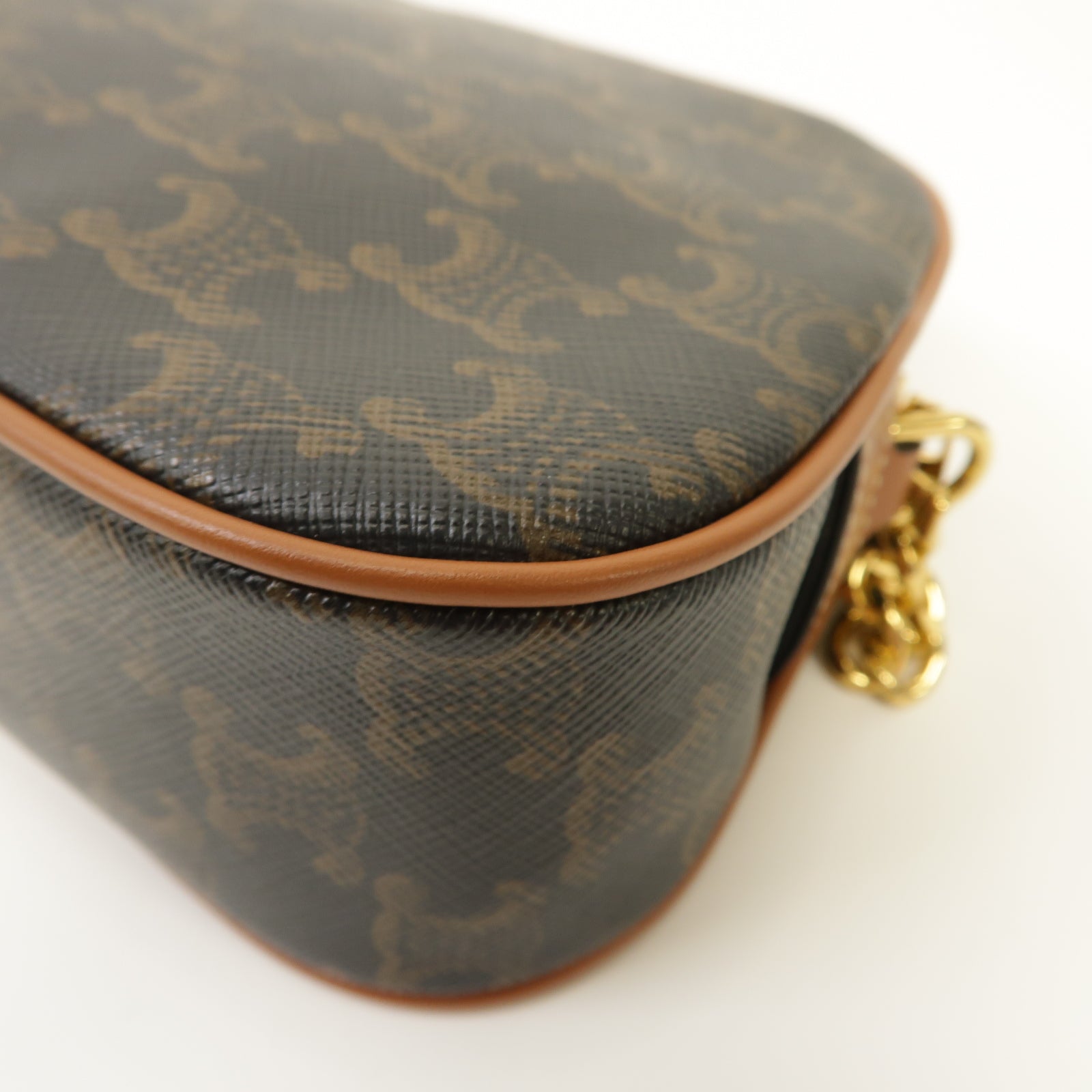 CELINE 牛皮皮革/帆布Triomphe Shoulder 2 Way Bag金扣手挽肩背兩用袋
