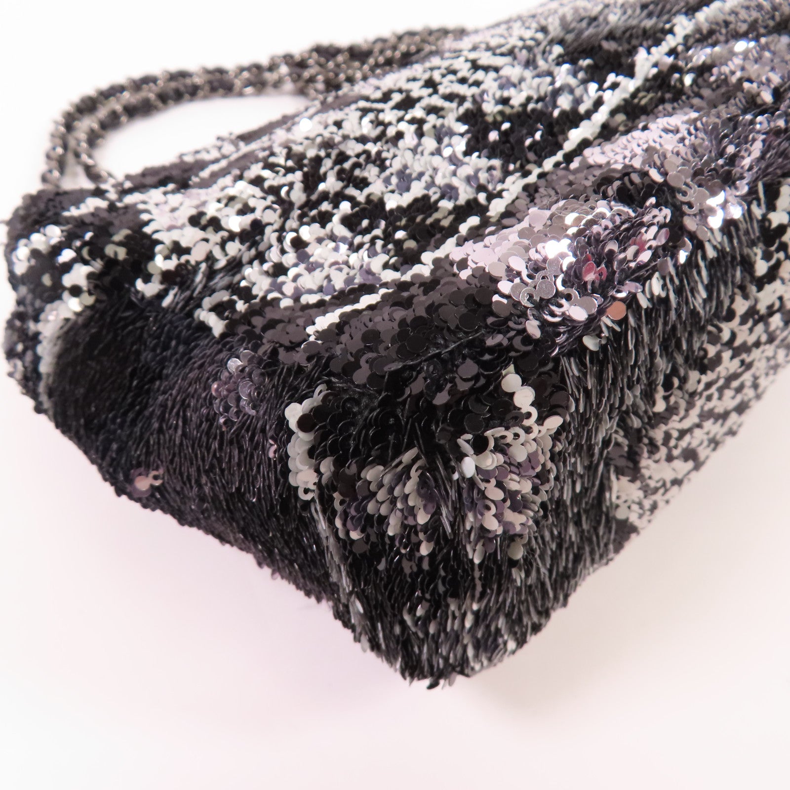 CHANEL 【激減優惠】珠片Sequin Flag Bag銀扣鏈帶肩背袋