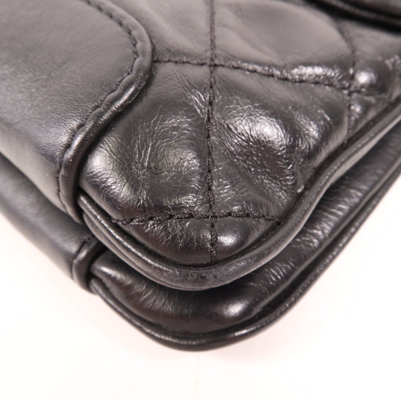 CHANEL 牛皮皮革Chain Shoulder銀扣肩背袋