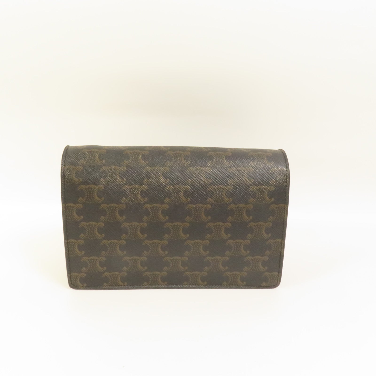 CELINE 塗層帆布Tripmphe Wallet On Strap金扣肩背袋