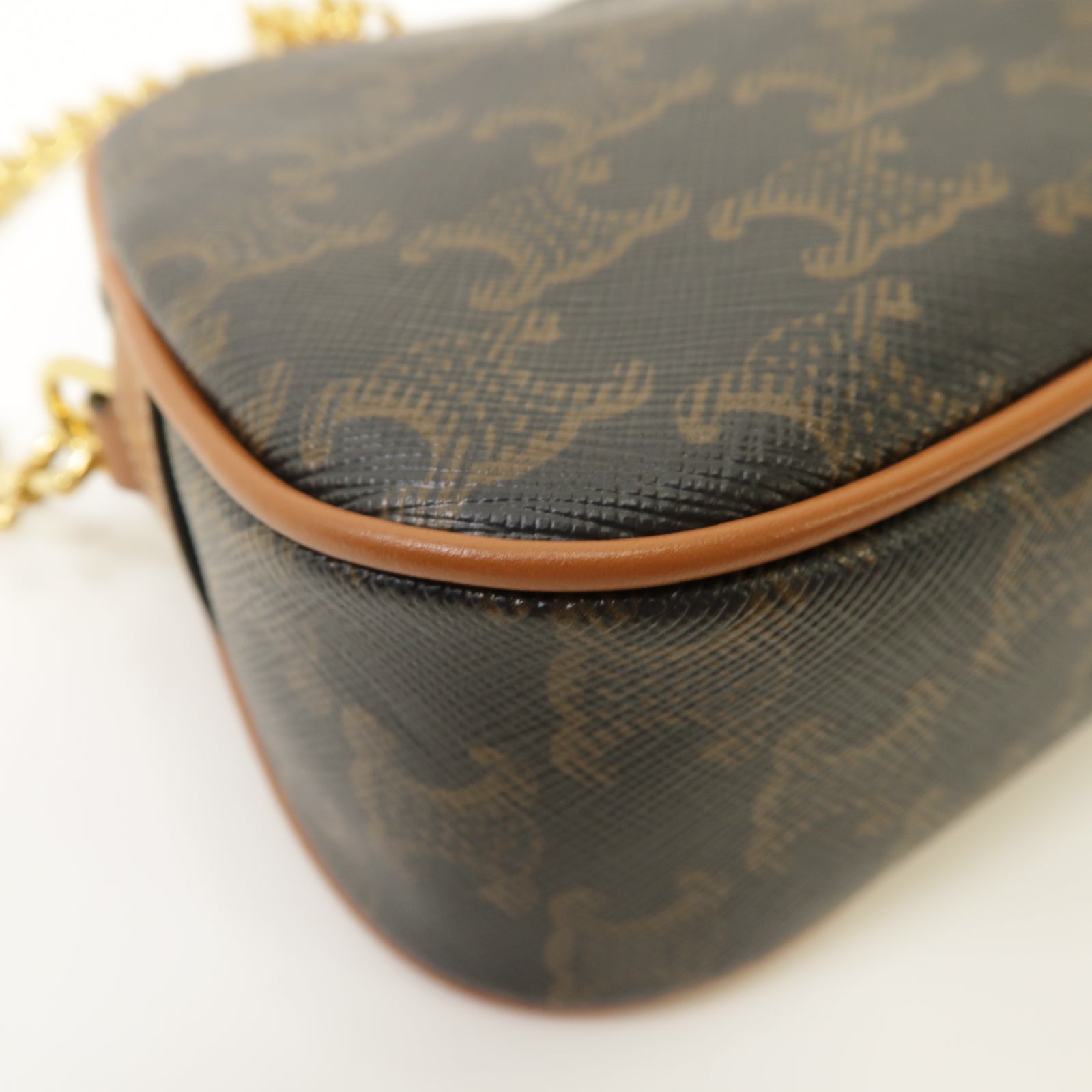 CELINE 牛皮皮革/帆布Triomphe Shoulder 2 Way Bag金扣手挽肩背兩用袋