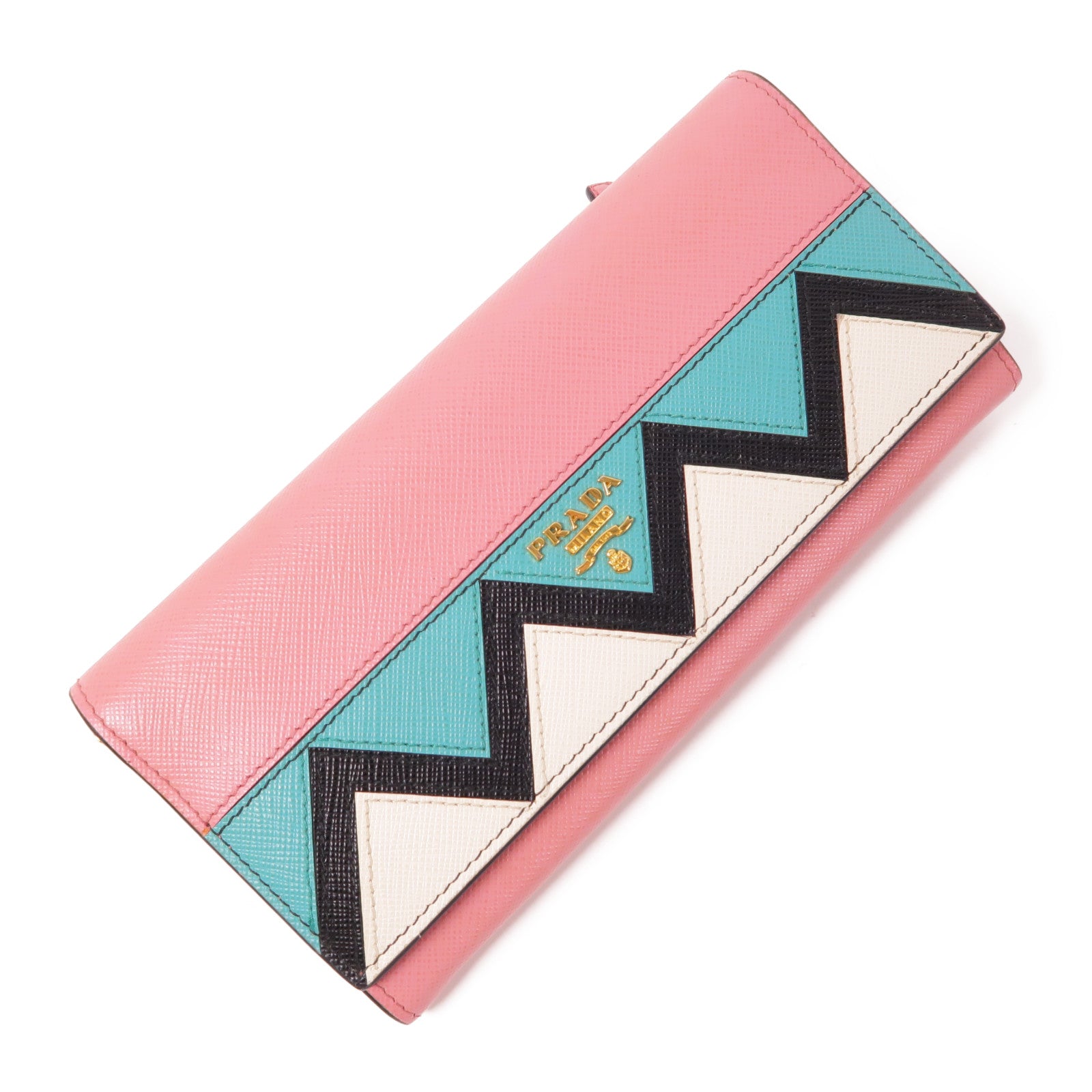 PRADA 牛皮皮革Long Wallet金扣長錢包