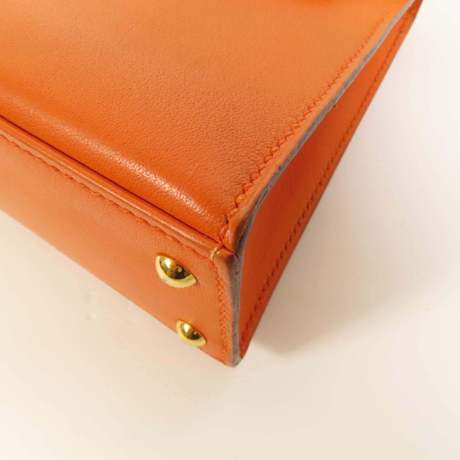 HERMES Swift皮革Kelly 15金扣手挽肩背兩用袋Orange