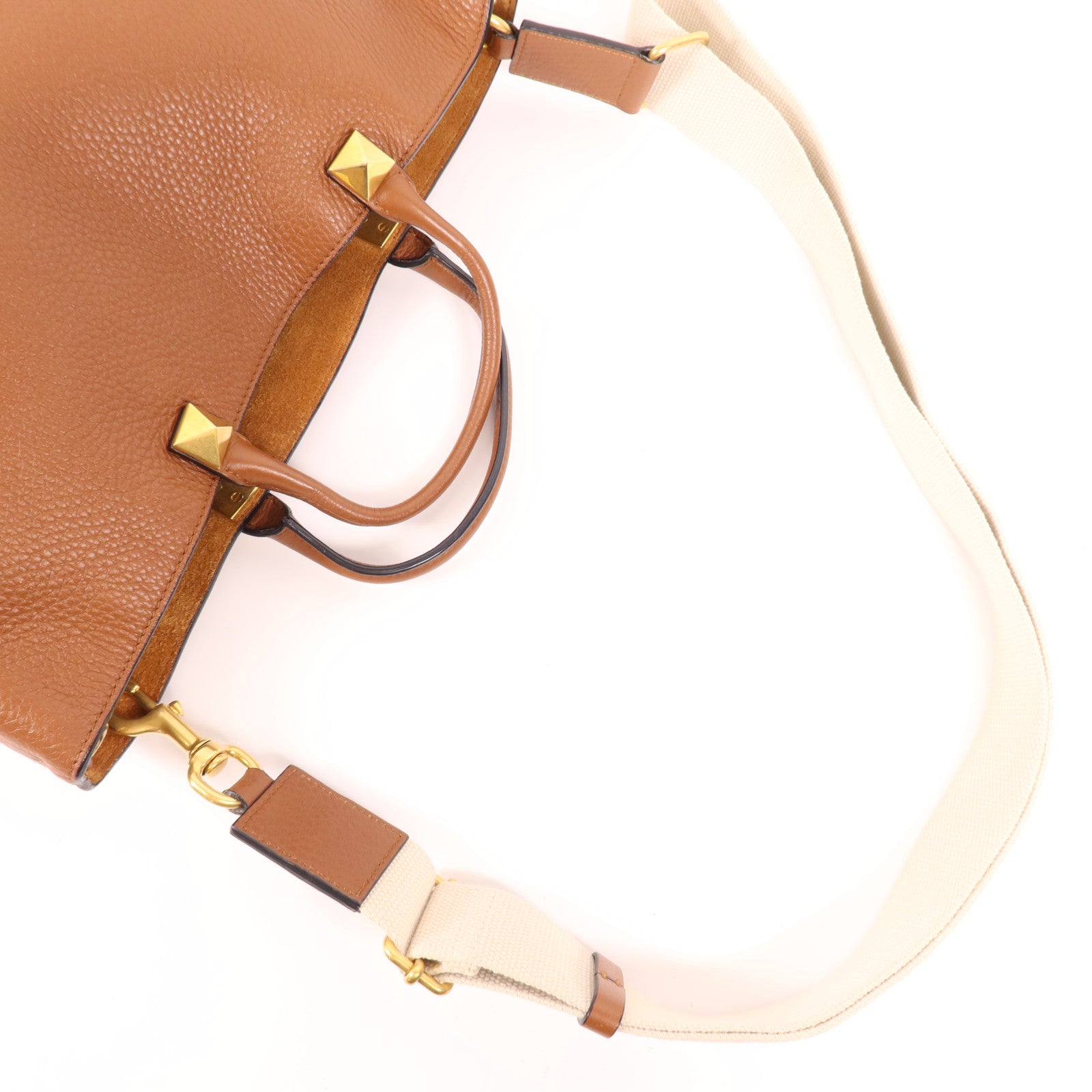 Valentino 牛皮皮革2 Way Shoulder Bag金扣手挽肩背兩用袋